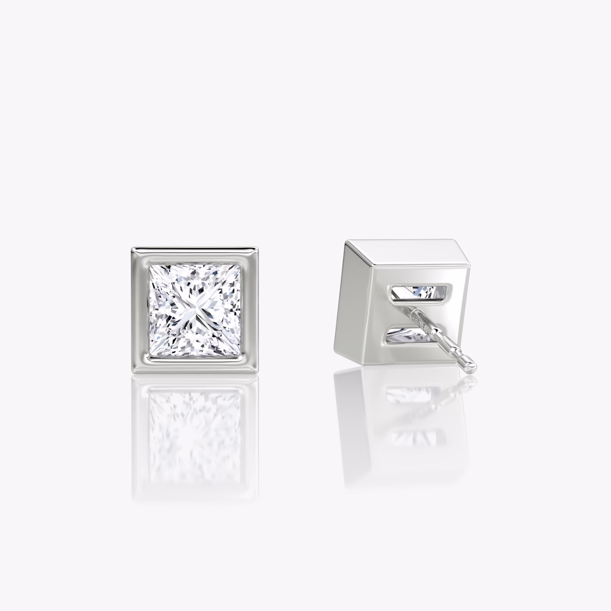 Bezel Solitaire Stud | Princess | 14k | White Gold | caratWeight: 0.75ct