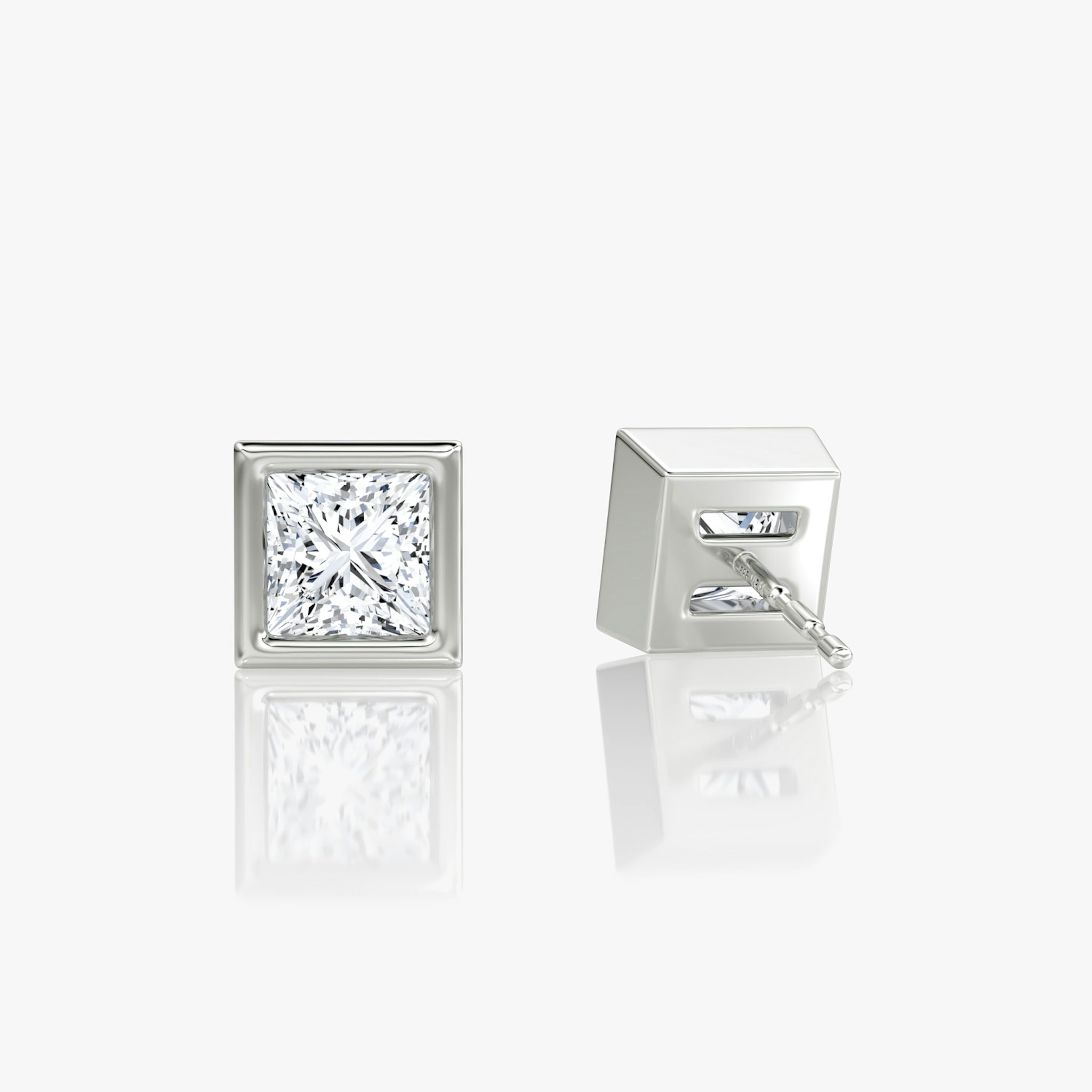 Bezel Solitaire Stud | Princess | 14k | White Gold | caratWeight: 0.75ct