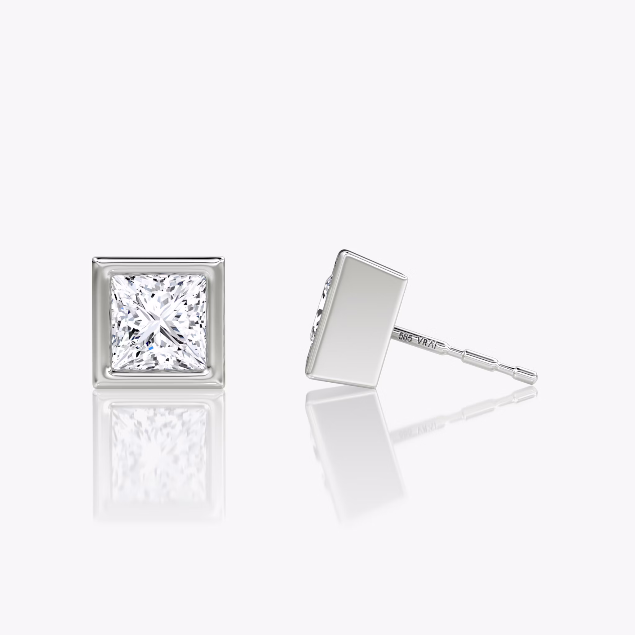 Bezel Solitaire Stud | Princess | 14k | White Gold | caratWeight: 0.75ct