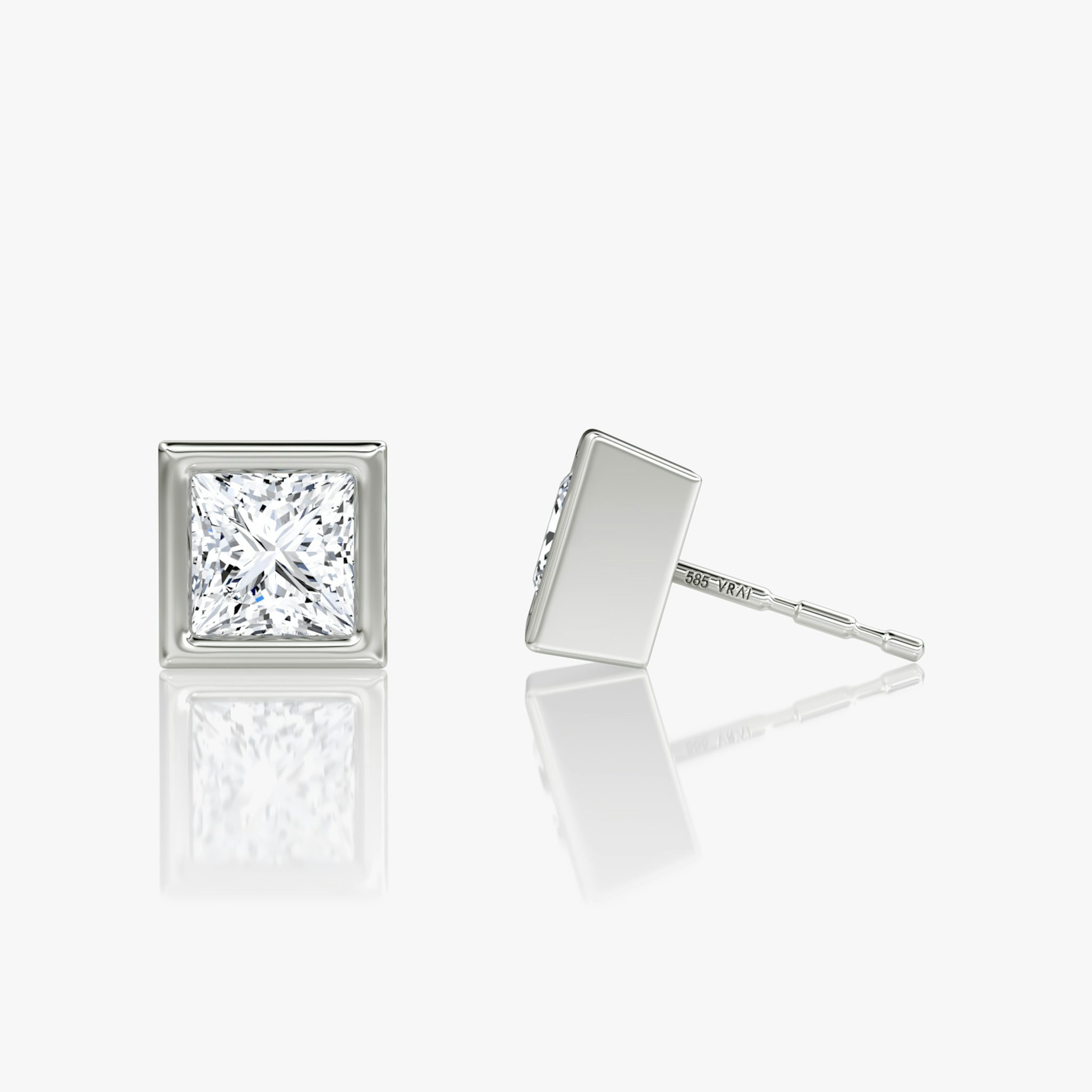 Bezel Solitaire Stud | Princess | 14k | White Gold | caratWeight: 0.75ct