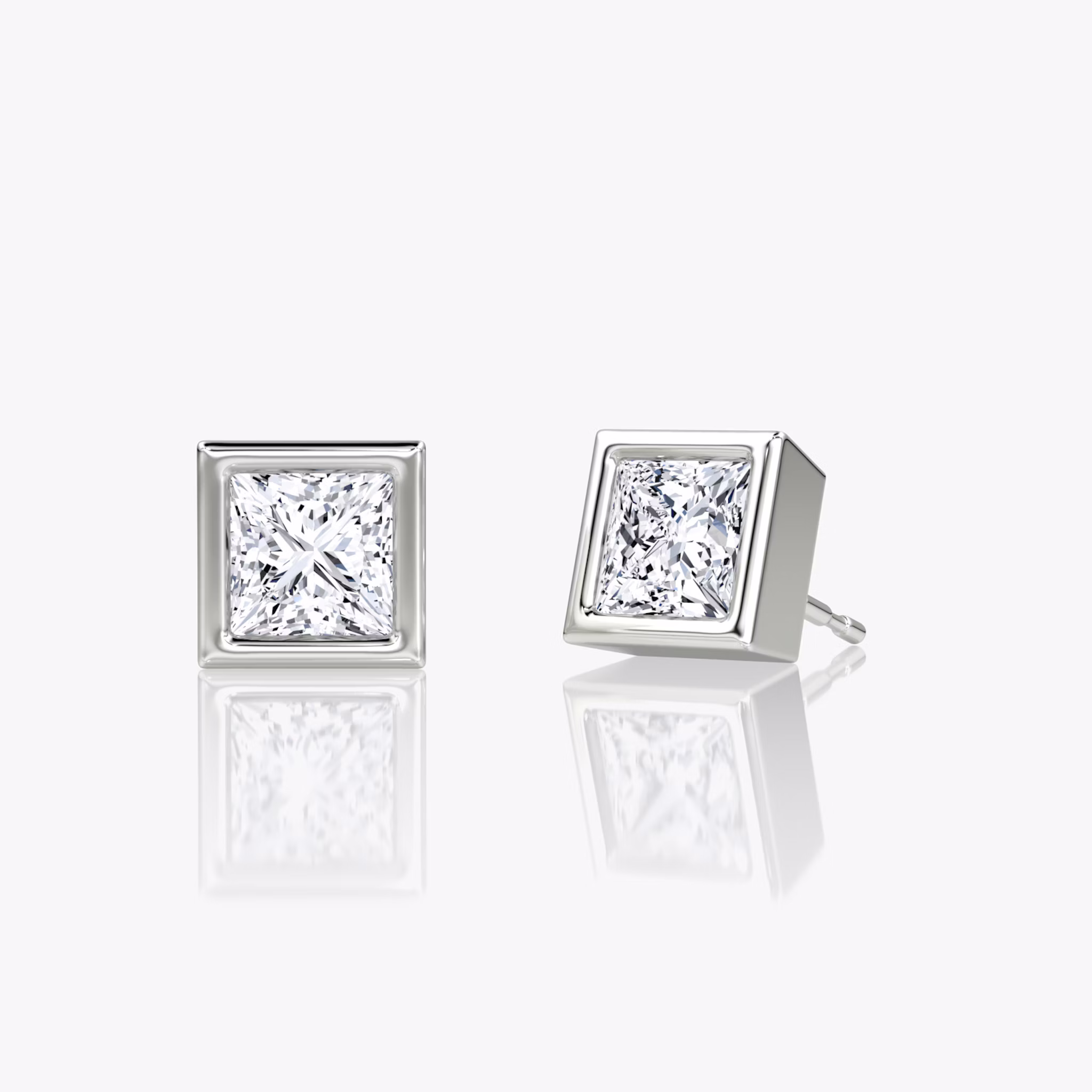 Bezel Solitaire Stud | Princess | 14k | White Gold | caratWeight: 0.75ct