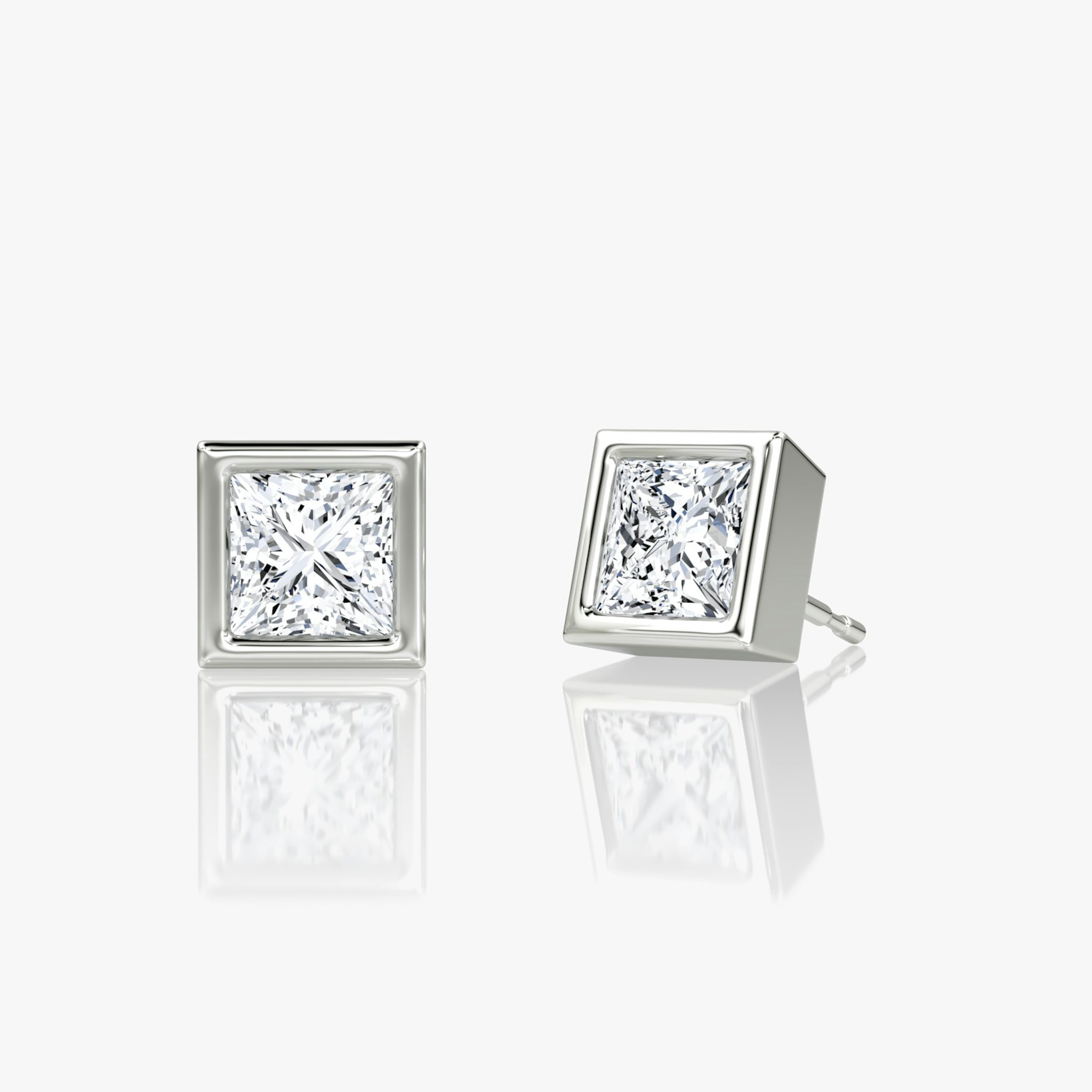 Bezel Solitaire Stud | Princess | 14k | White Gold | caratWeight: 0.75ct