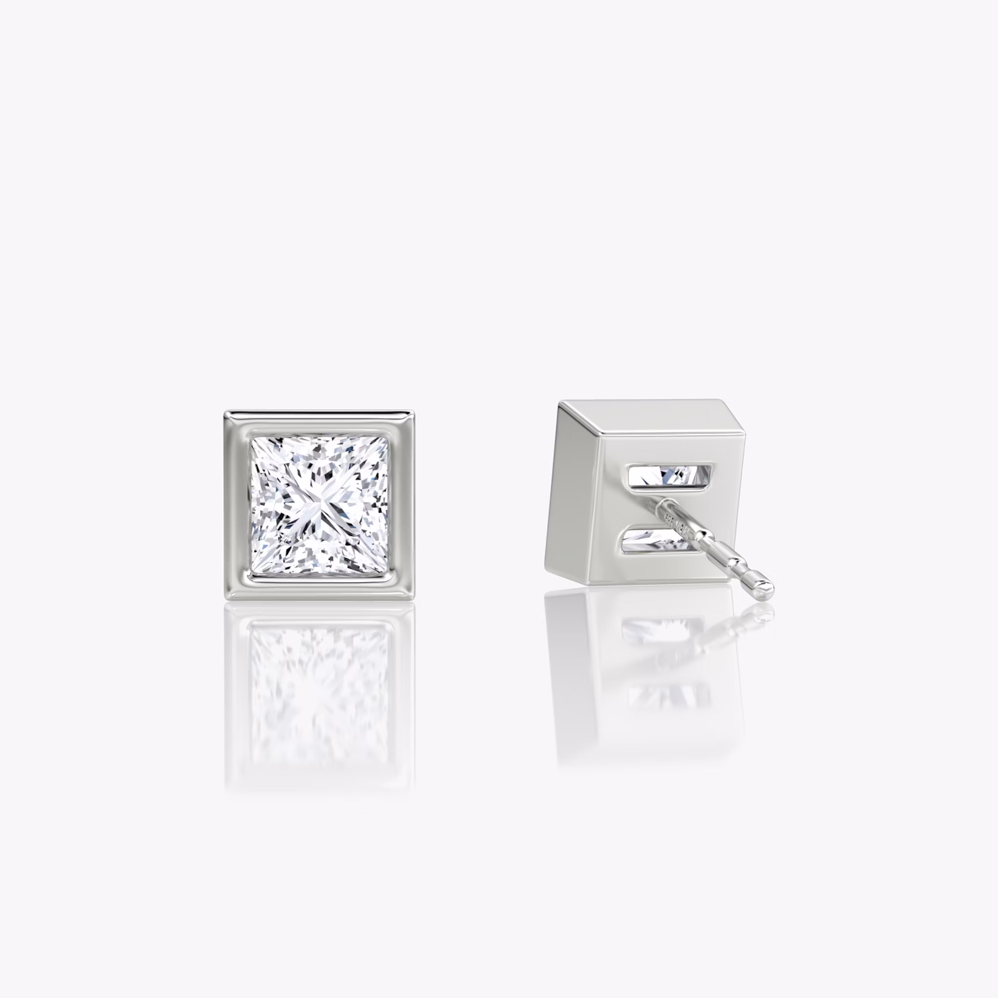 Bezel Solitaire Stud | Princess | 14k | White Gold | caratWeight: 0.50ct