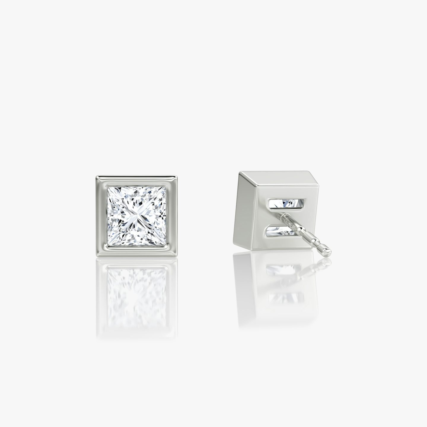 Bezel Solitaire Stud | Princess | 14k | White Gold | caratWeight: 0.50ct