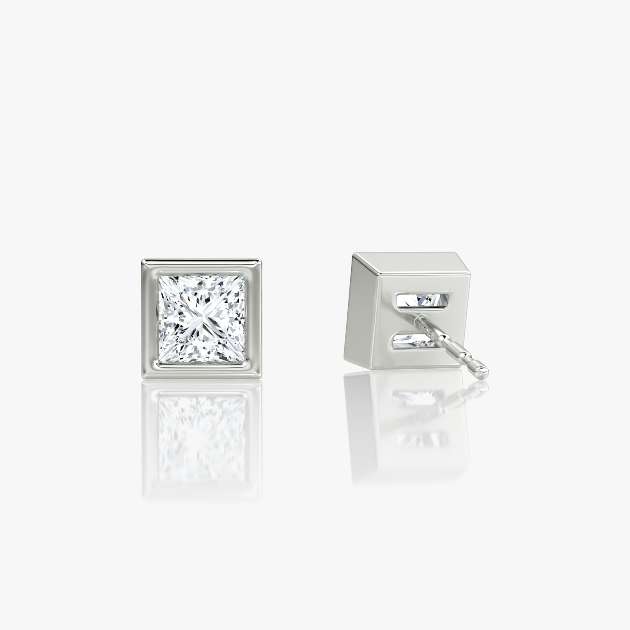 Bezel Solitaire Stud | Princess | 14k | White Gold | caratWeight: 0.50ct