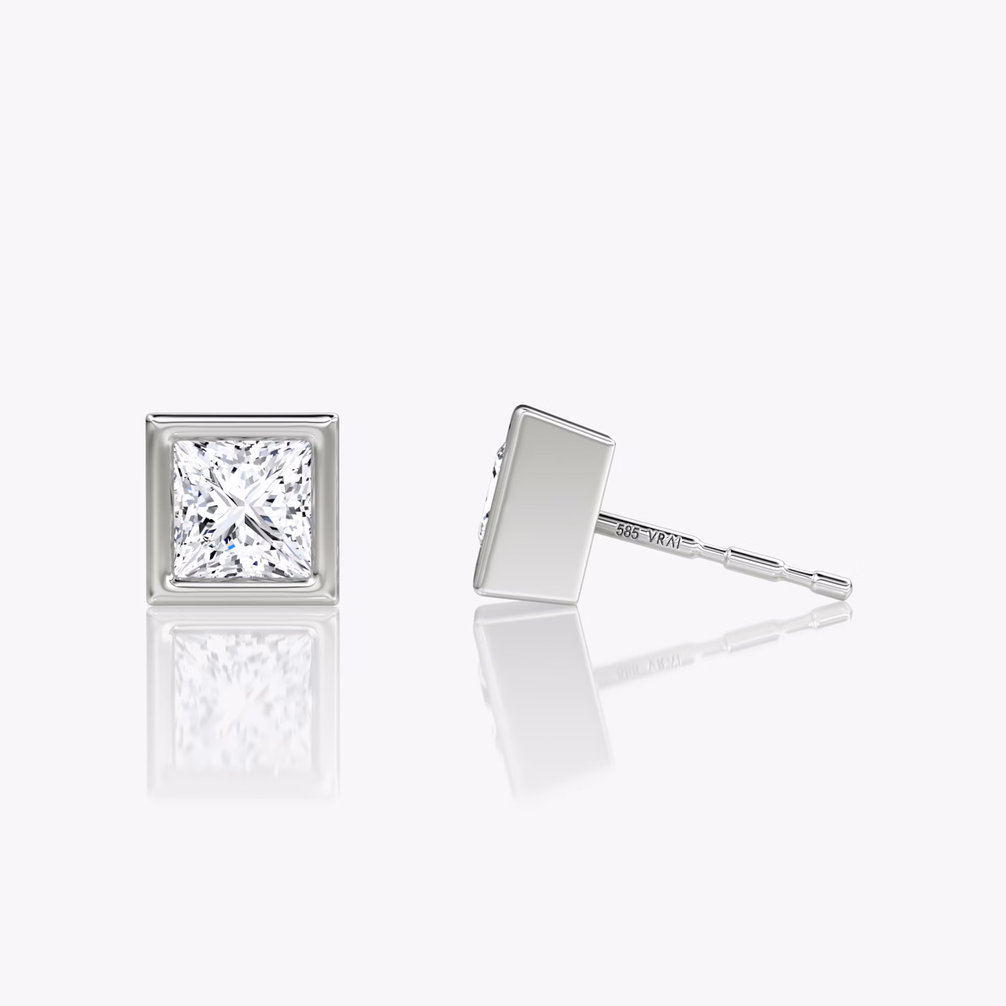 Bezel Solitaire Stud | Princess | 14k | White Gold | caratWeight: 0.50ct