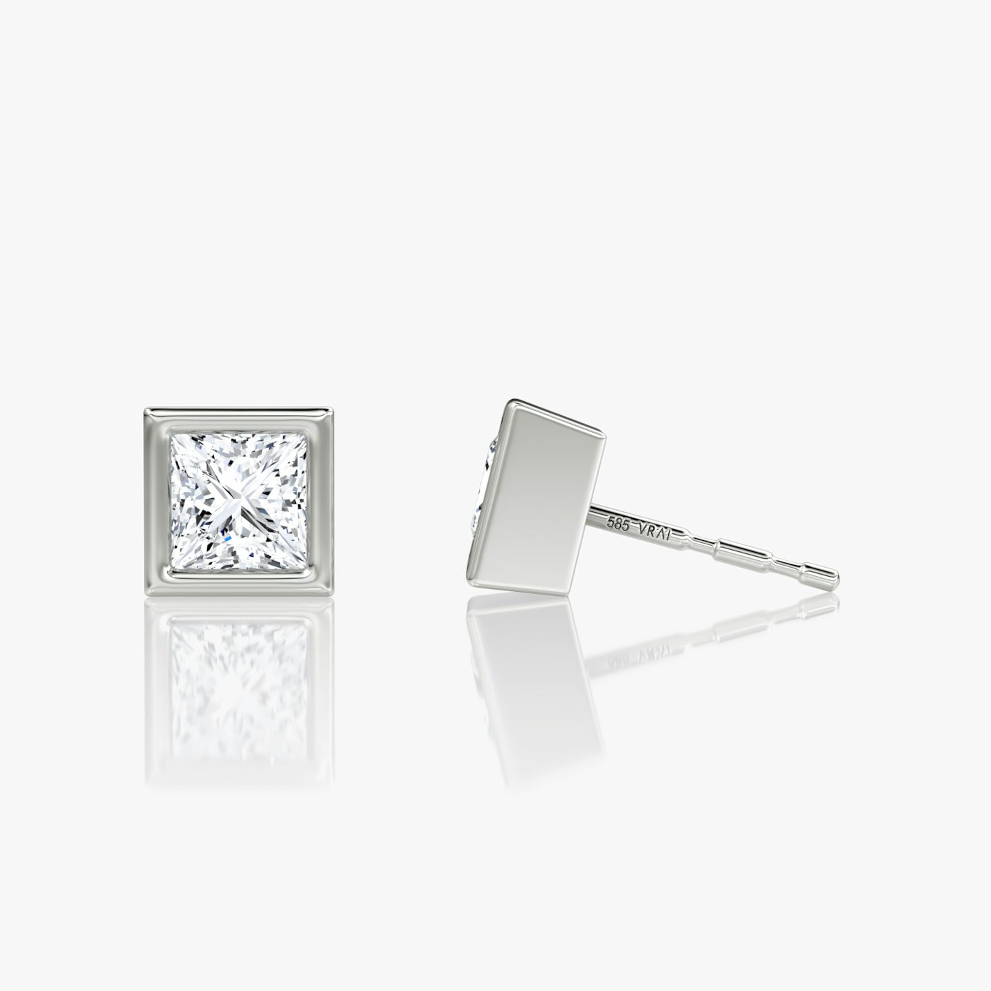 Bezel Solitaire Stud | Princess | 14k | White Gold | caratWeight: 0.50ct
