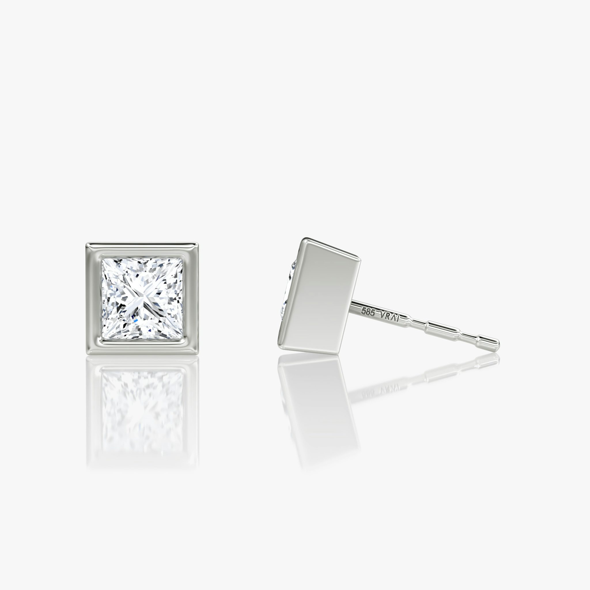 Bezel Solitaire Stud | Princess | 14k | White Gold | caratWeight: 0.50ct