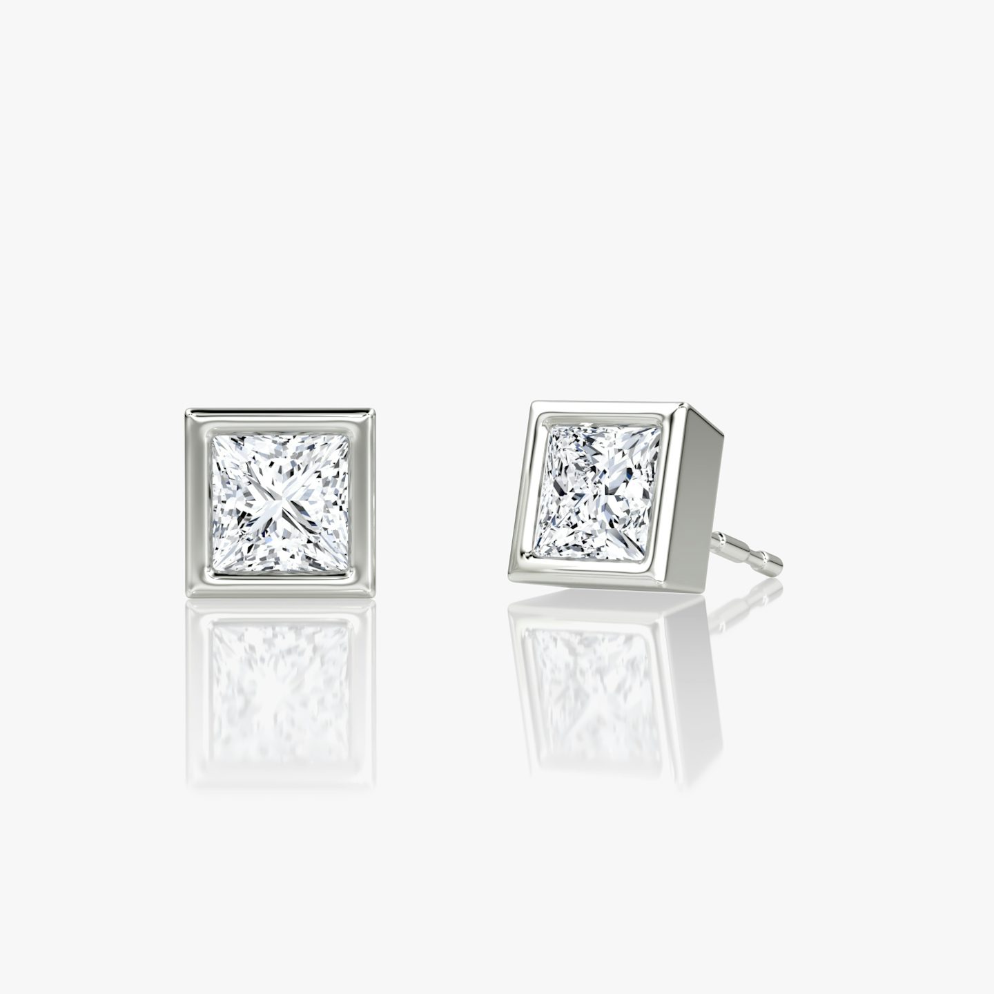 Bezel Solitaire Stud | Princess | 14k | White Gold | caratWeight: 0.50ct