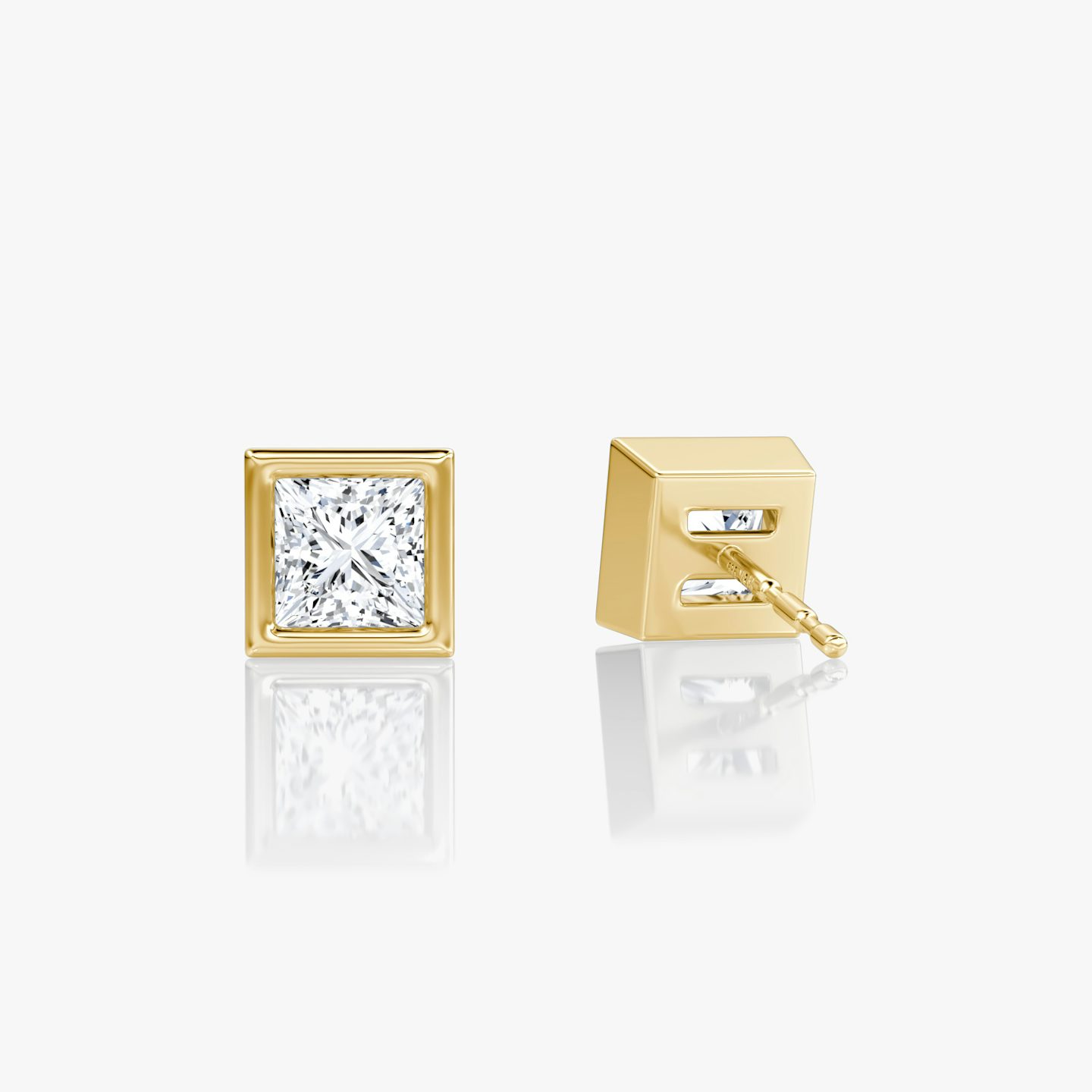 Bezel Solitaire Stud | Princess | 14k | Yellow Gold | caratWeight: 0.50ct