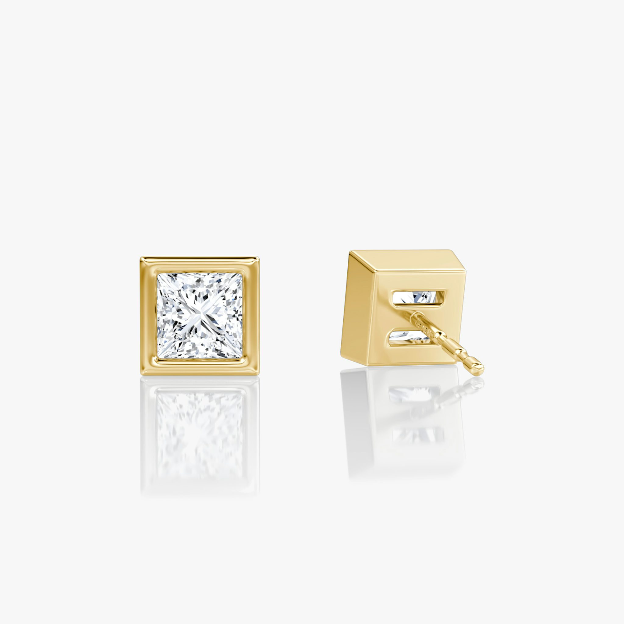 Bezel Solitaire Stud | Princess | 14k | Yellow Gold | caratWeight: 0.50ct