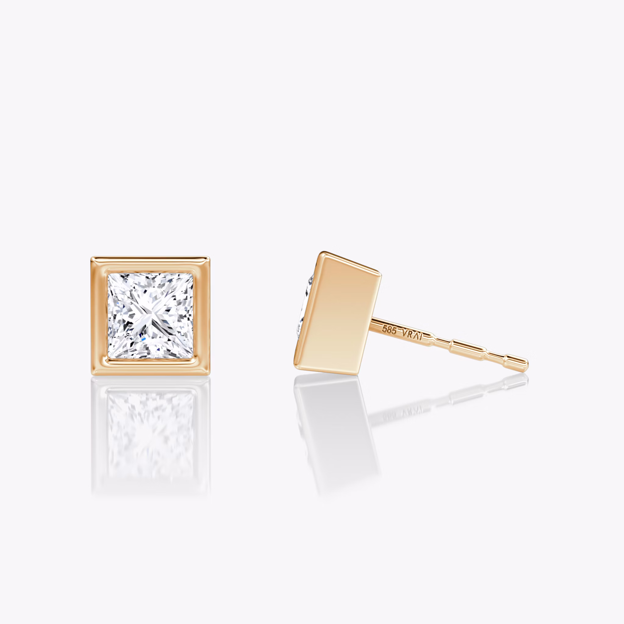 Bezel Solitaire Stud | Princess | 14k | Rose Gold | caratWeight: 0.50ct