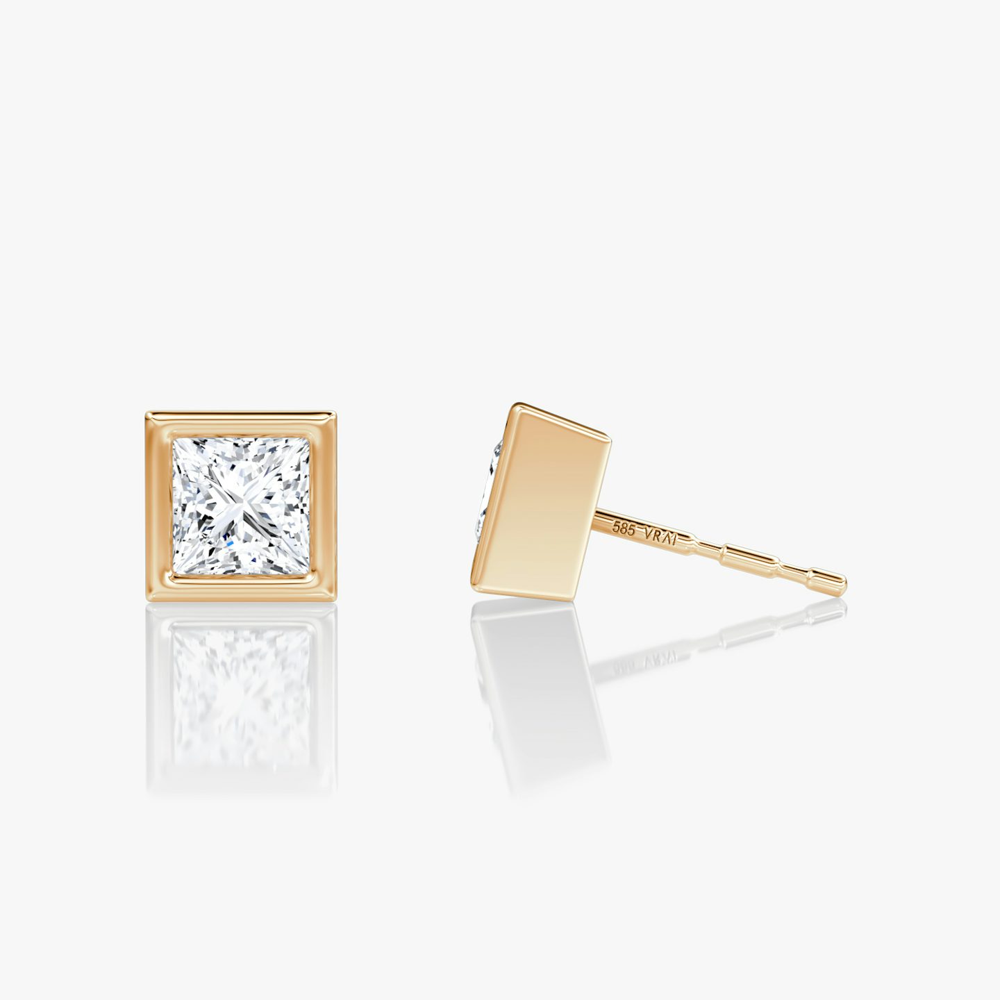 Bezel Solitaire Stud | Princess | 14k | Rose Gold | caratWeight: 0.50ct