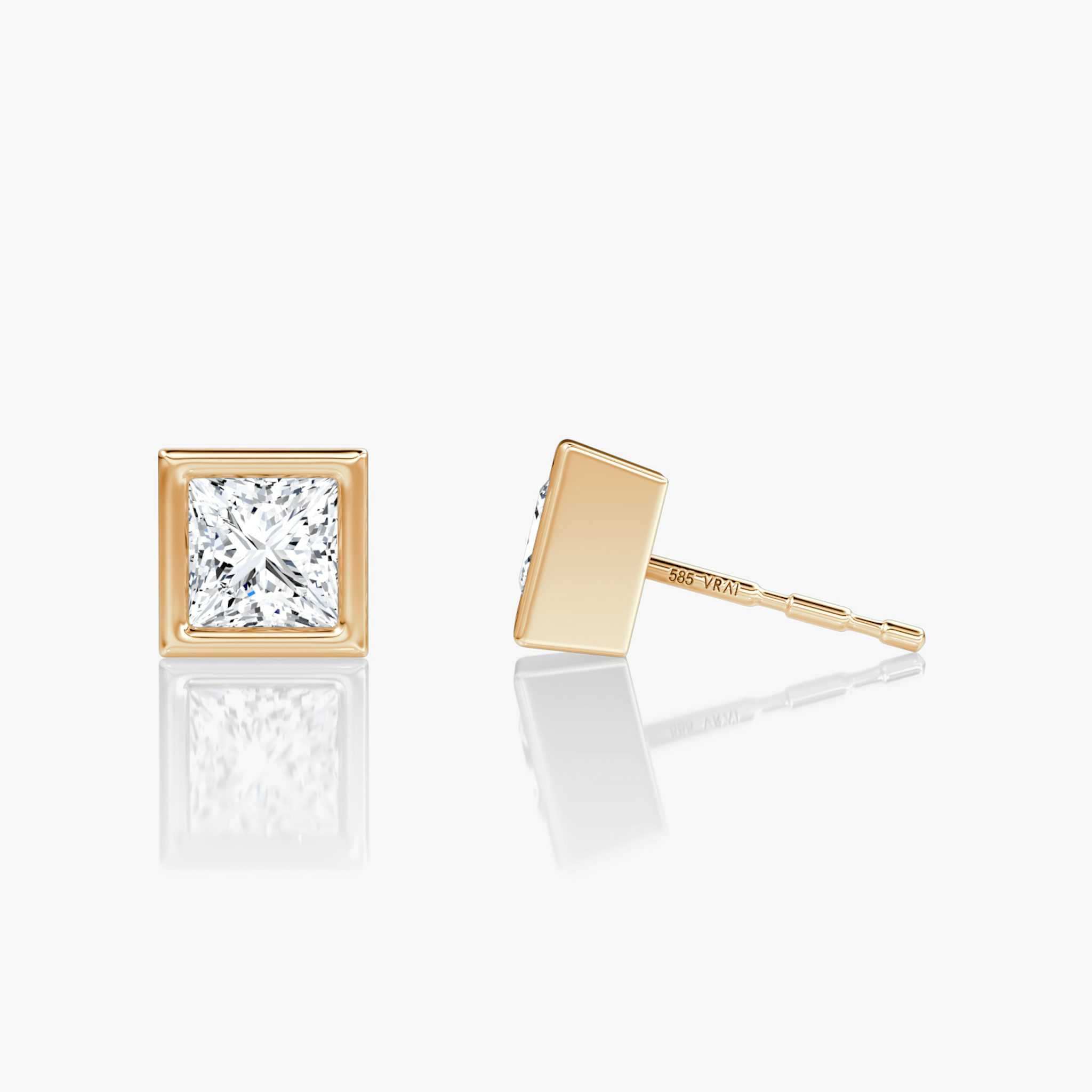 Bezel Solitaire Stud | Princess | 14k | Rose Gold | caratWeight: 0.50ct