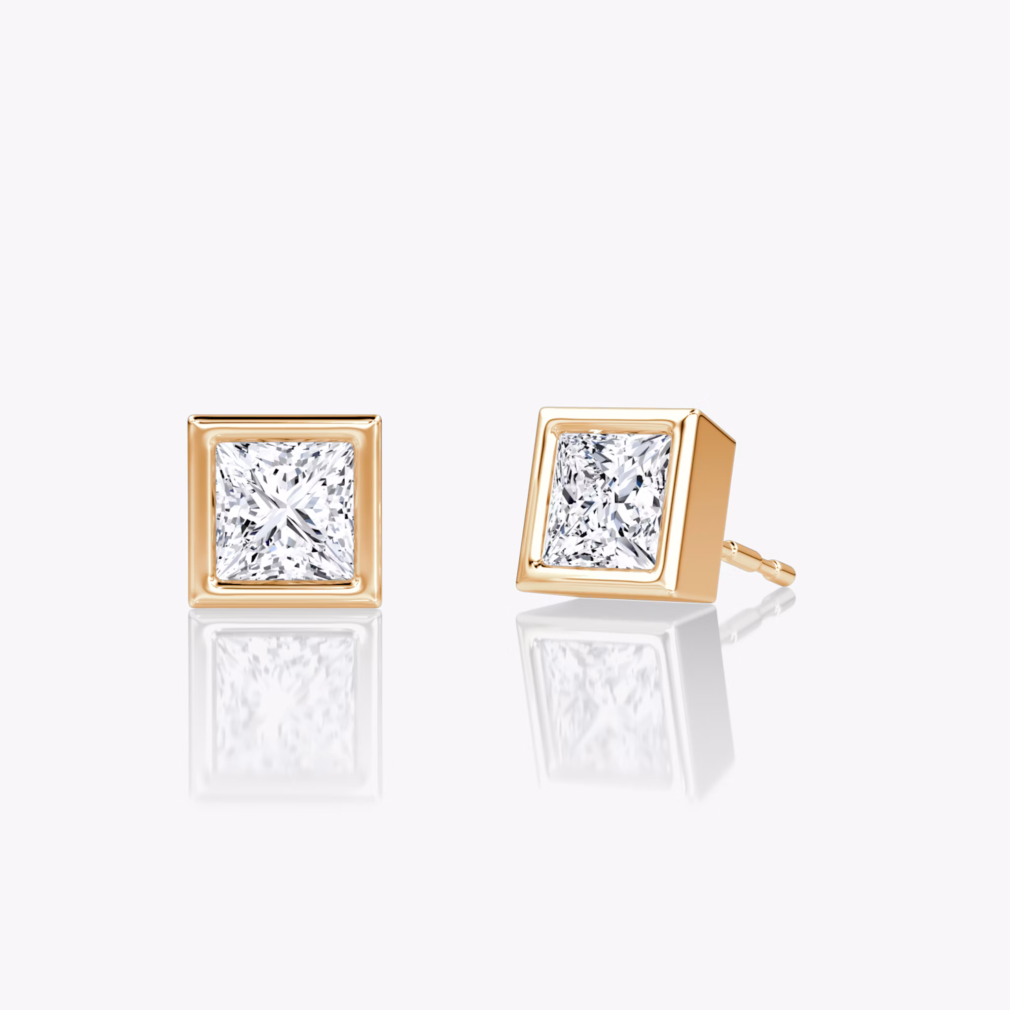Bezel Solitaire Stud | Princess | 14k | Rose Gold | caratWeight: 0.50ct