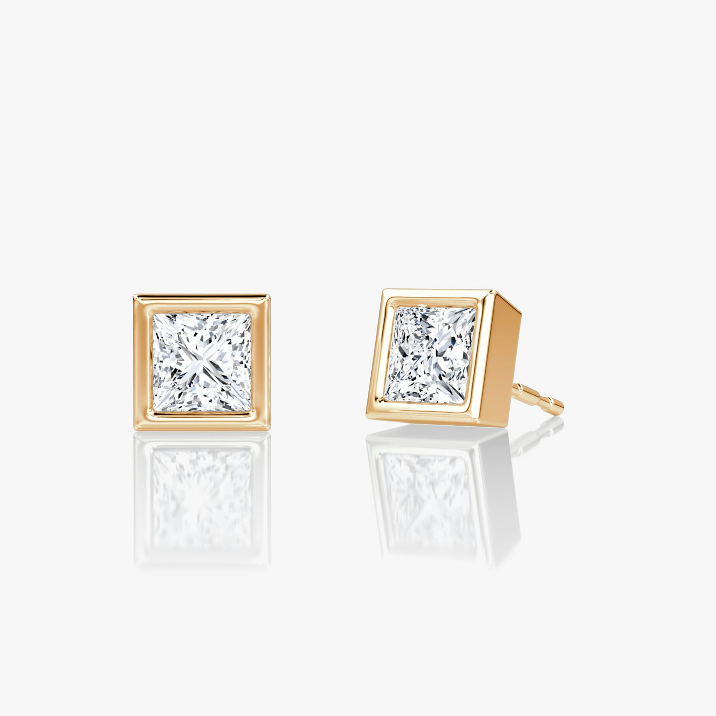 Bezel Solitaire Stud | Princess | 14k | Rose Gold | caratWeight: 0.50ct