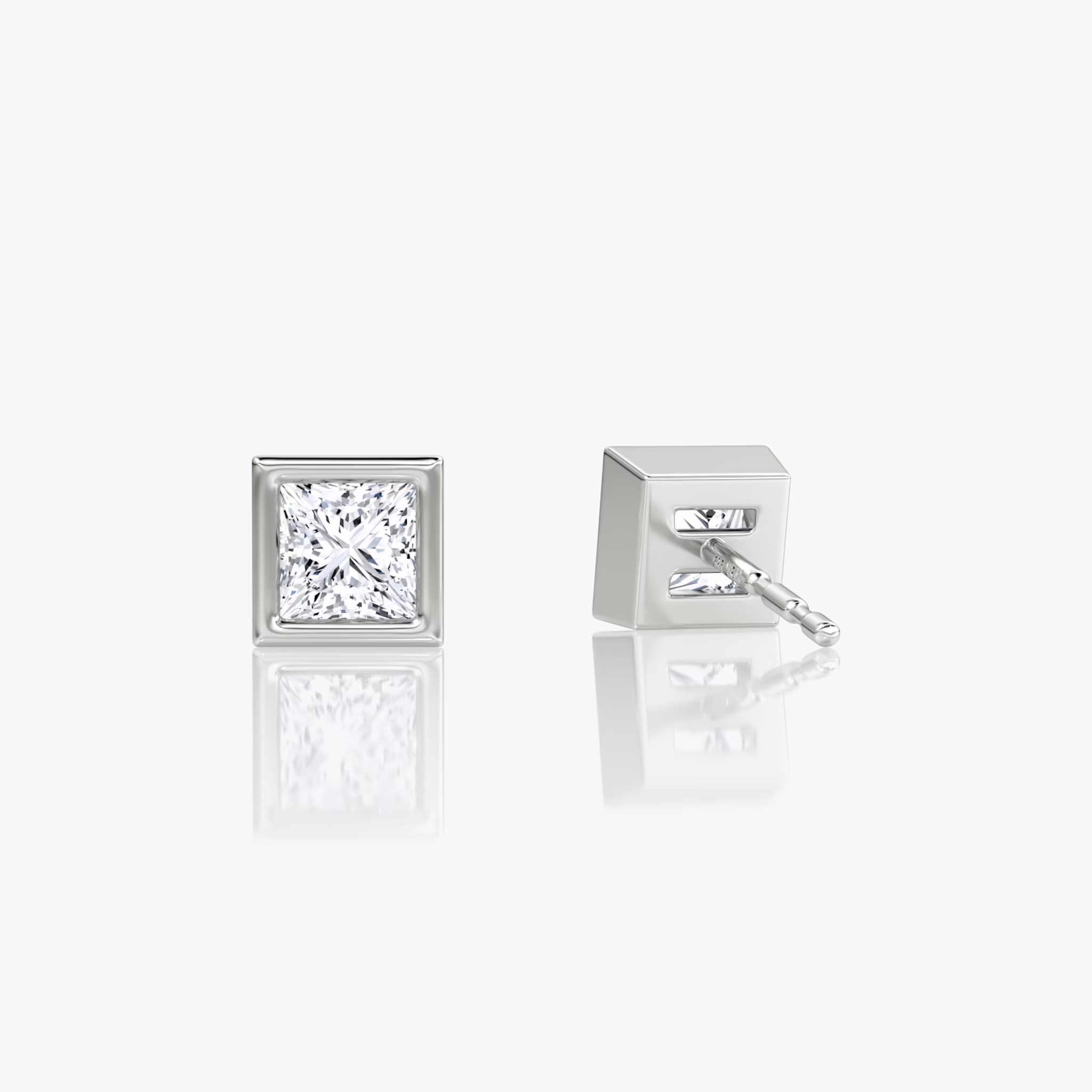 Bezel Solitaire Stud | Princess | 14k | White Gold | caratWeight: 0.25ct