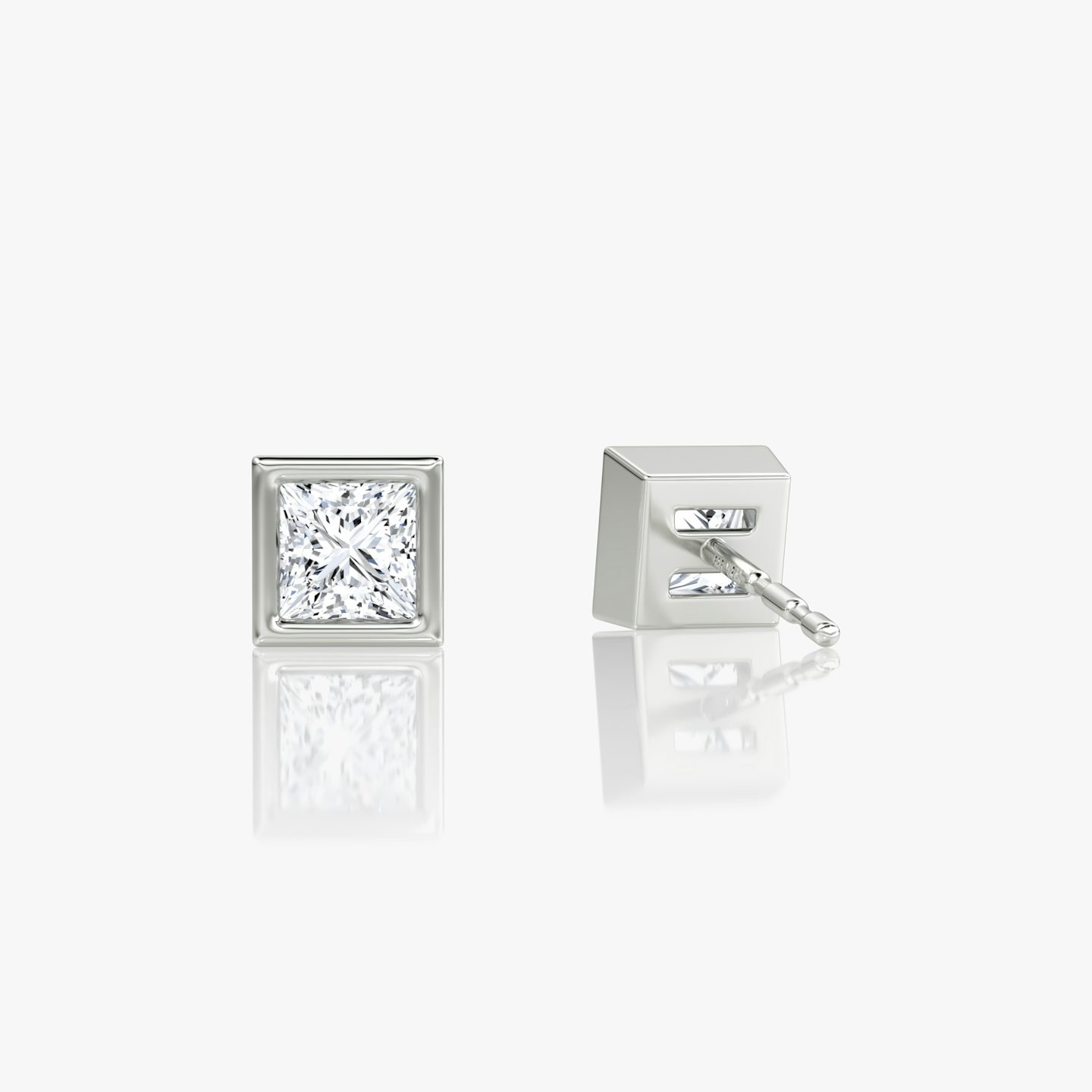 Bezel Solitaire Stud | Princess | 14k | White Gold | caratWeight: 0.25ct