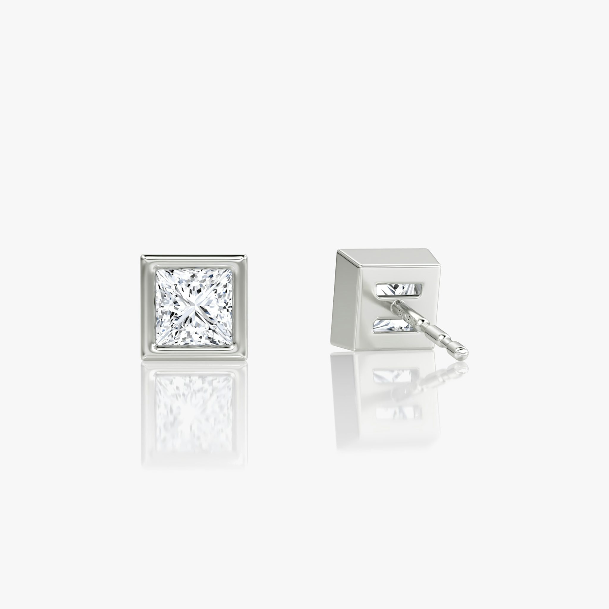 Bezel Solitaire Stud | Princess | 14k | White Gold | caratWeight: 0.25ct