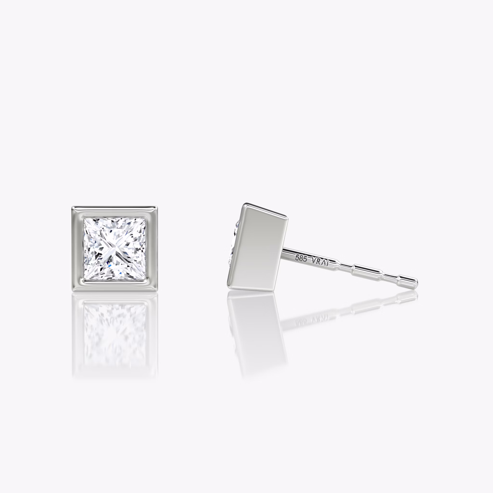 Bezel Solitaire Stud | Princess | 14k | White Gold | caratWeight: 0.25ct