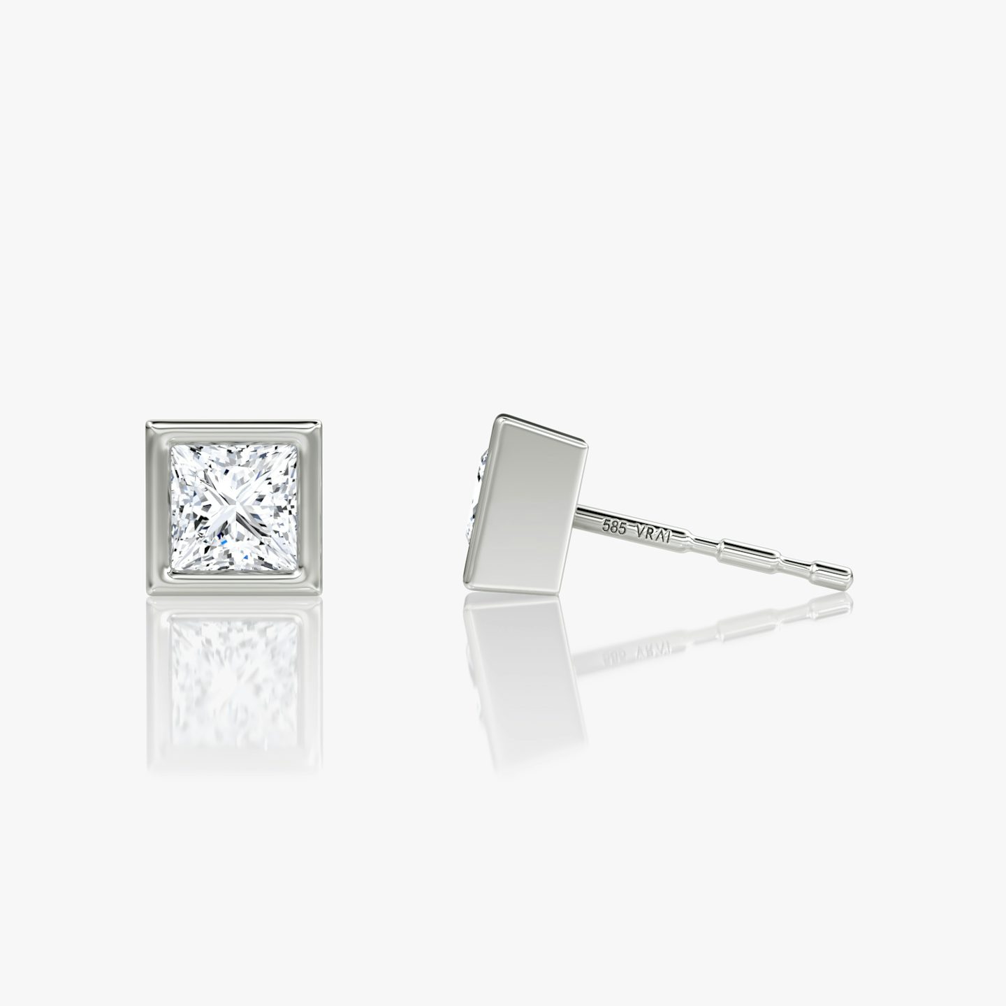 Bezel Solitaire Stud | Princess | 14k | White Gold | caratWeight: 0.25ct