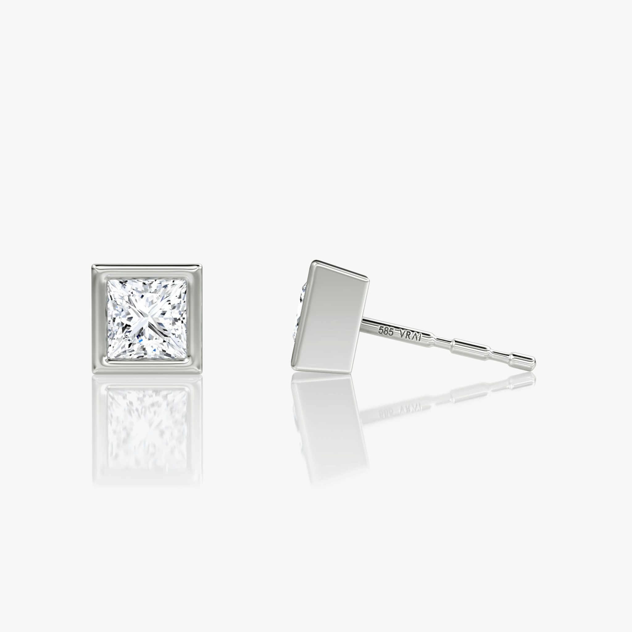 Bezel Solitaire Stud | Princess | 14k | White Gold | caratWeight: 0.25ct