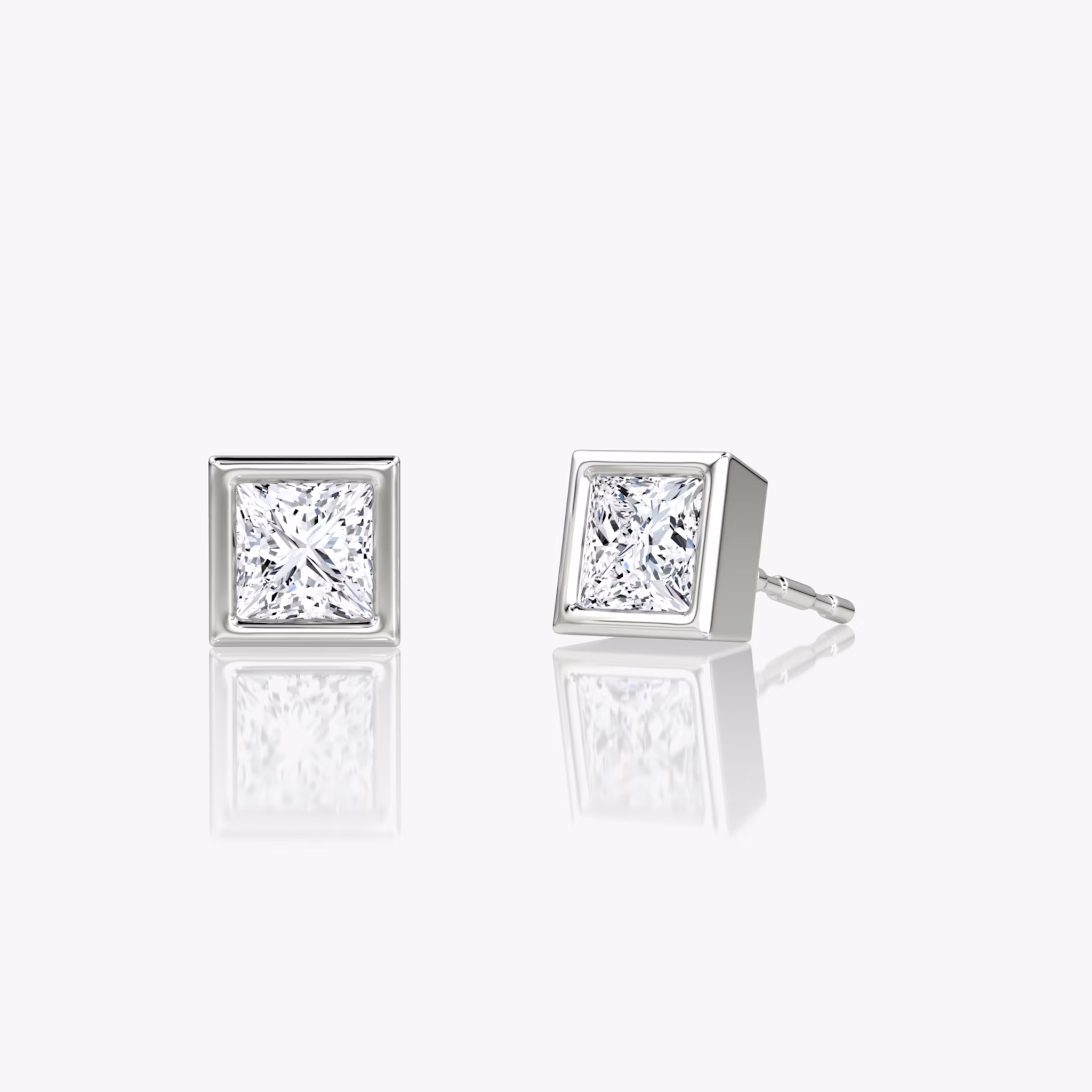 Bezel Solitaire Stud | Princess | 14k | White Gold | caratWeight: 0.25ct