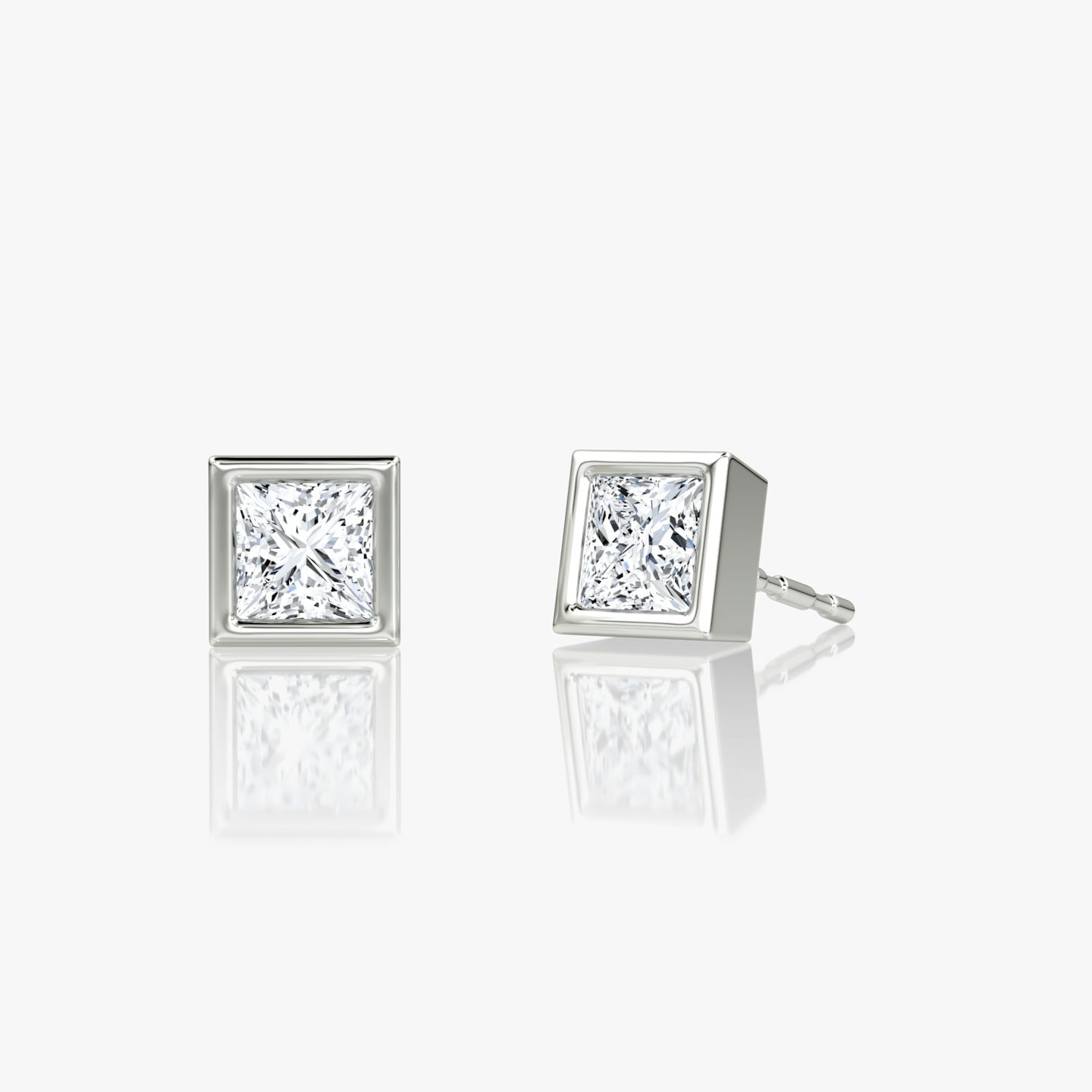 Bezel Solitaire Stud | Princess | 14k | White Gold | caratWeight: 0.25ct