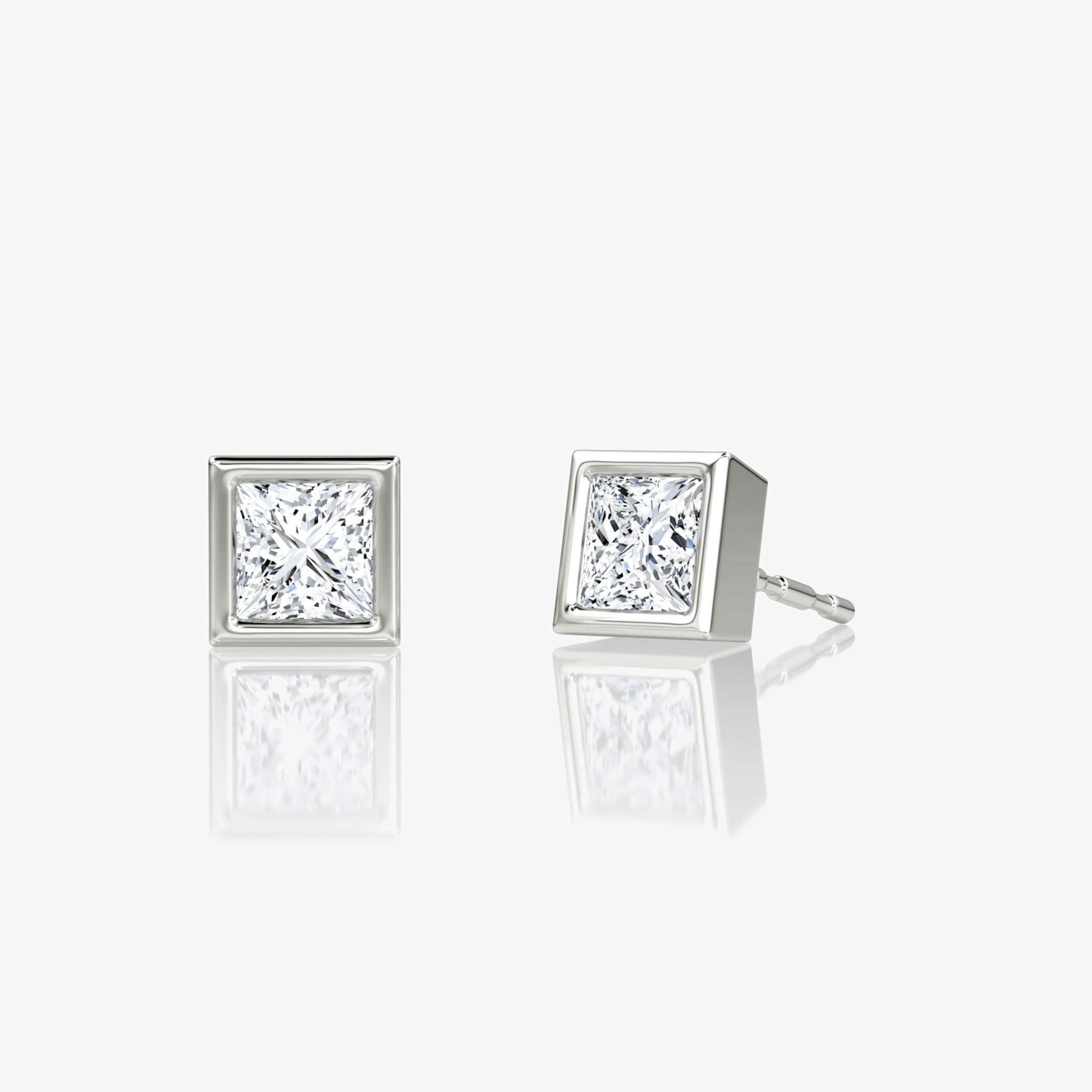 Bezel Solitaire Stud | Princess | 14k | White Gold | caratWeight: 0.25ct
