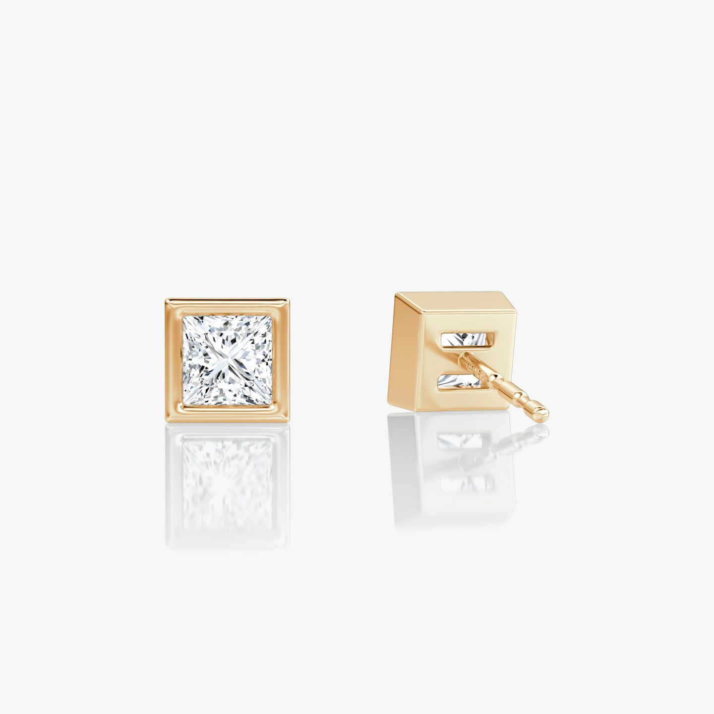 Bezel Solitaire Stud | Princess | 14k | Rose Gold | caratWeight: 0.25ct