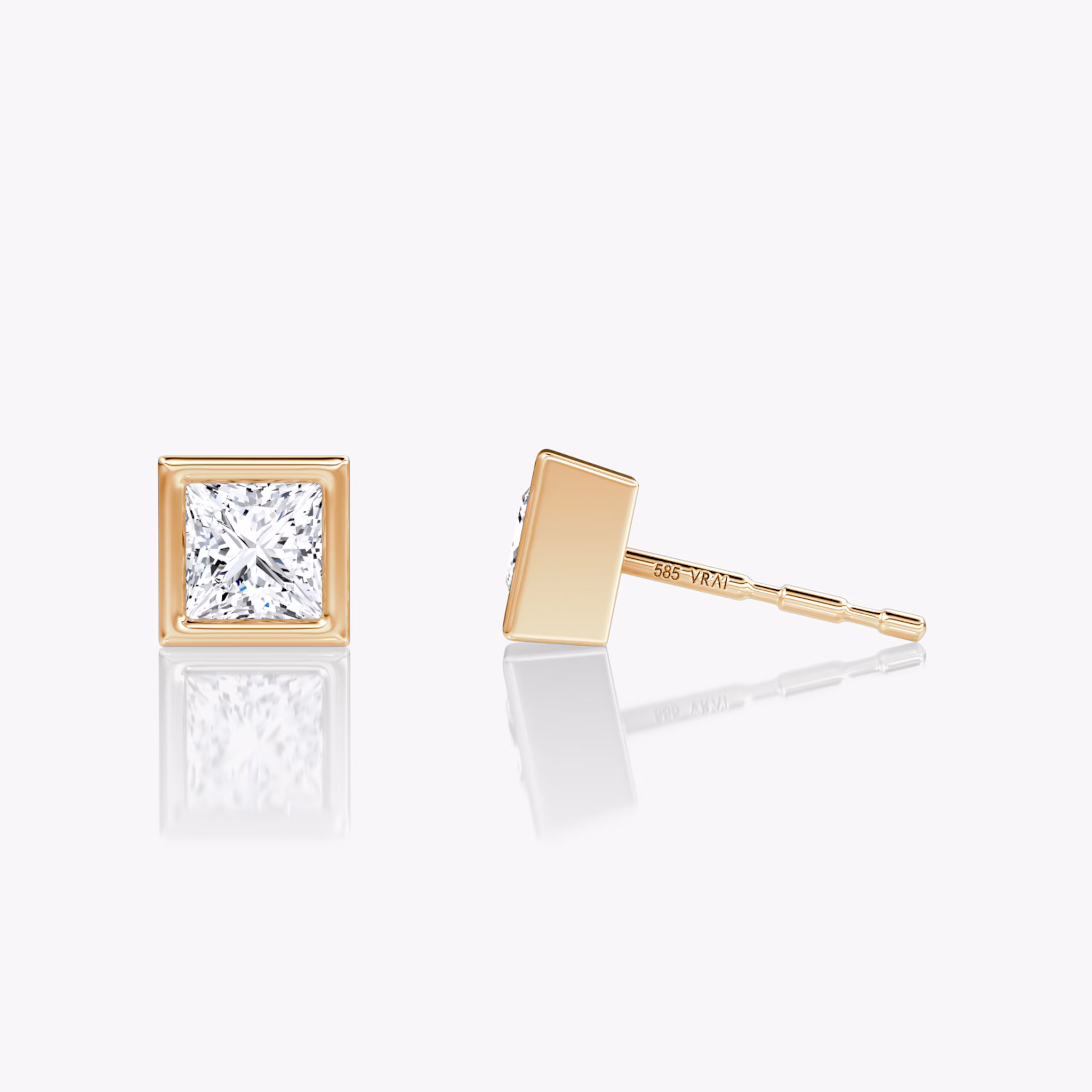 Bezel Solitaire Stud | Princess | 14k | Rose Gold | caratWeight: 0.25ct