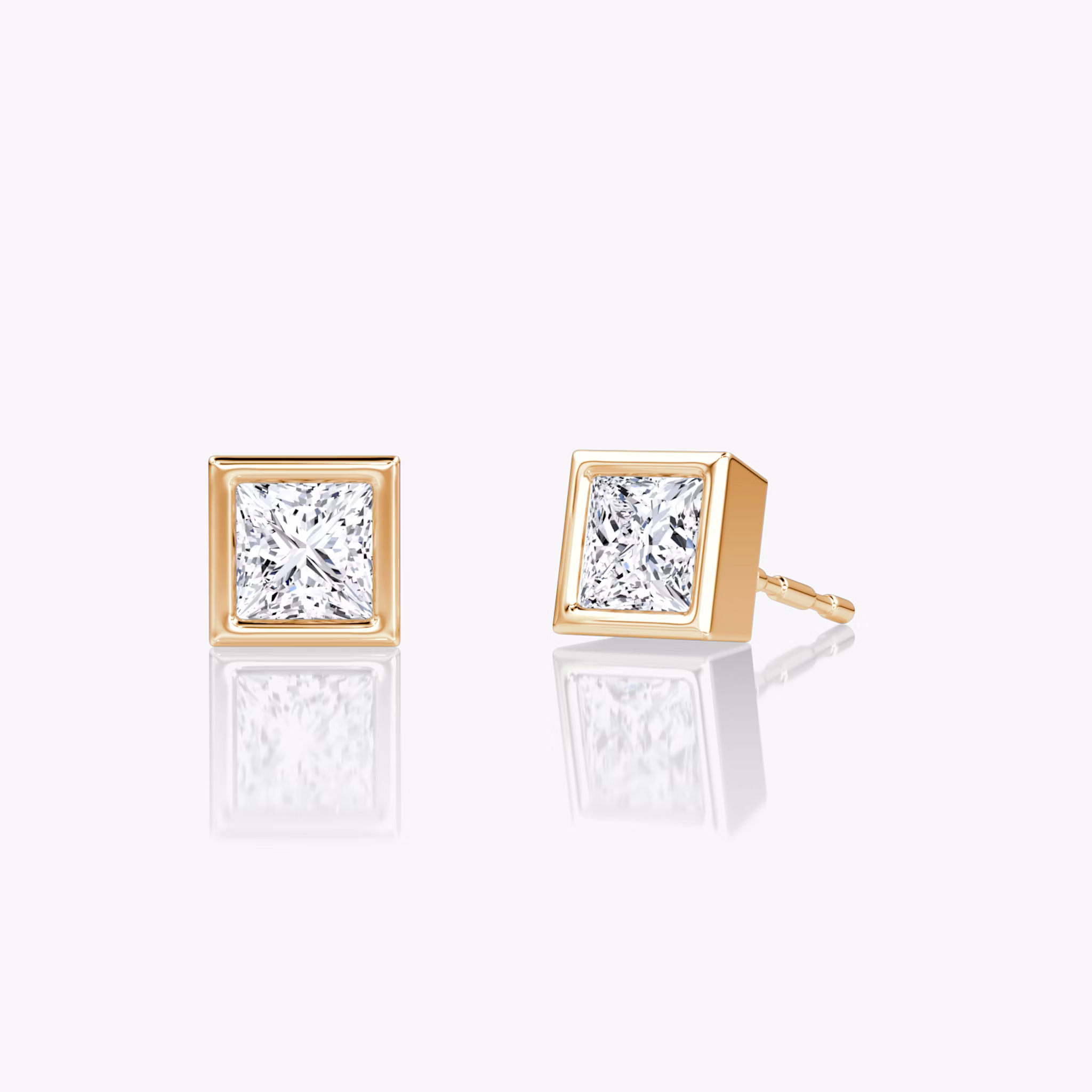 Bezel Solitaire Stud | Princess | 14k | Rose Gold | caratWeight: 0.25ct