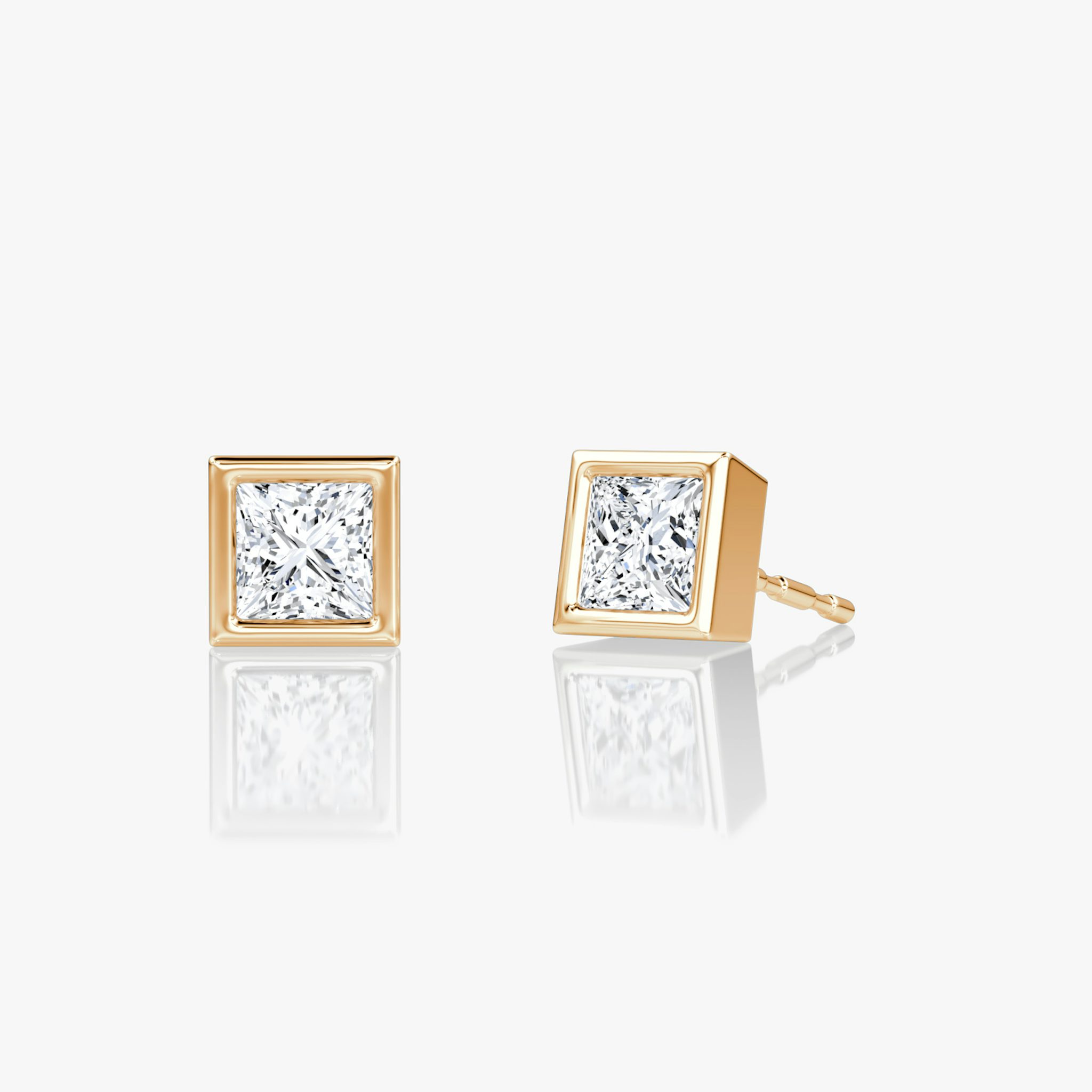 Bezel Solitaire Stud | Princess | 14k | Rose Gold | caratWeight: 0.25ct