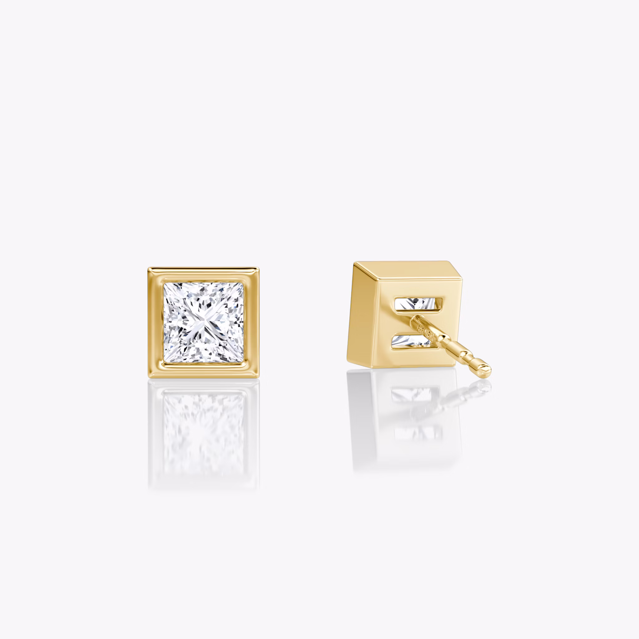 Bezel Solitaire Stud | Princess | 14k | Yellow Gold | caratWeight: 0.25ct