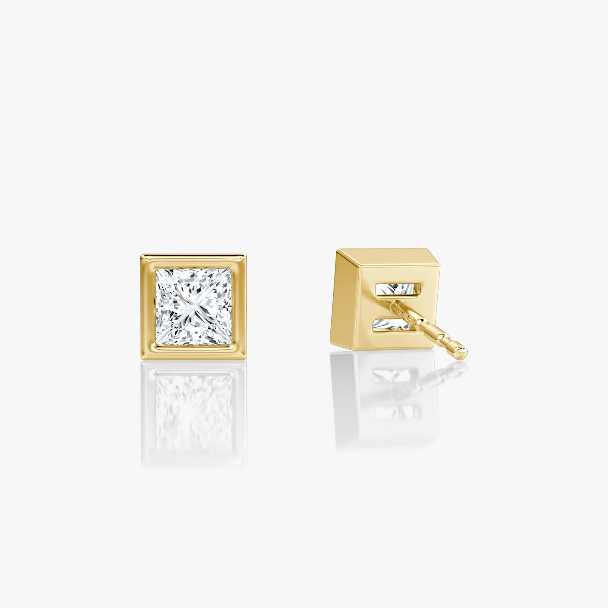 Bezel Solitaire Stud | Princess | 14k | Yellow Gold | caratWeight: 0.25ct