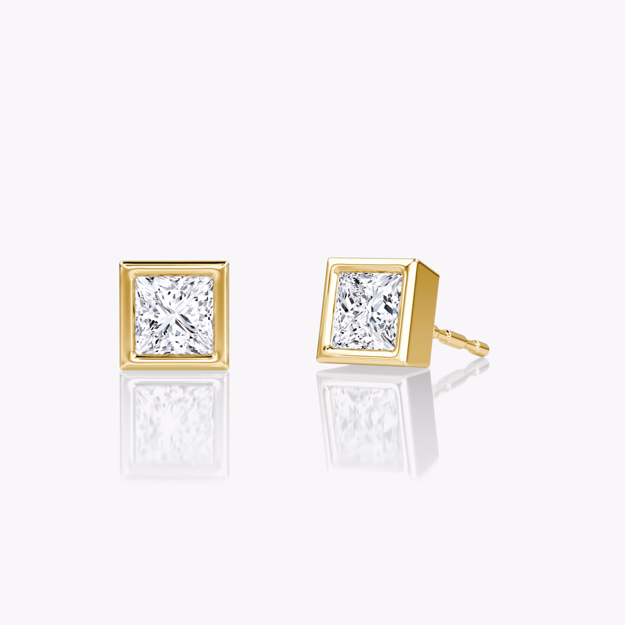 Bezel Solitaire Stud | Princess | 14k | Yellow Gold | caratWeight: 0.25ct