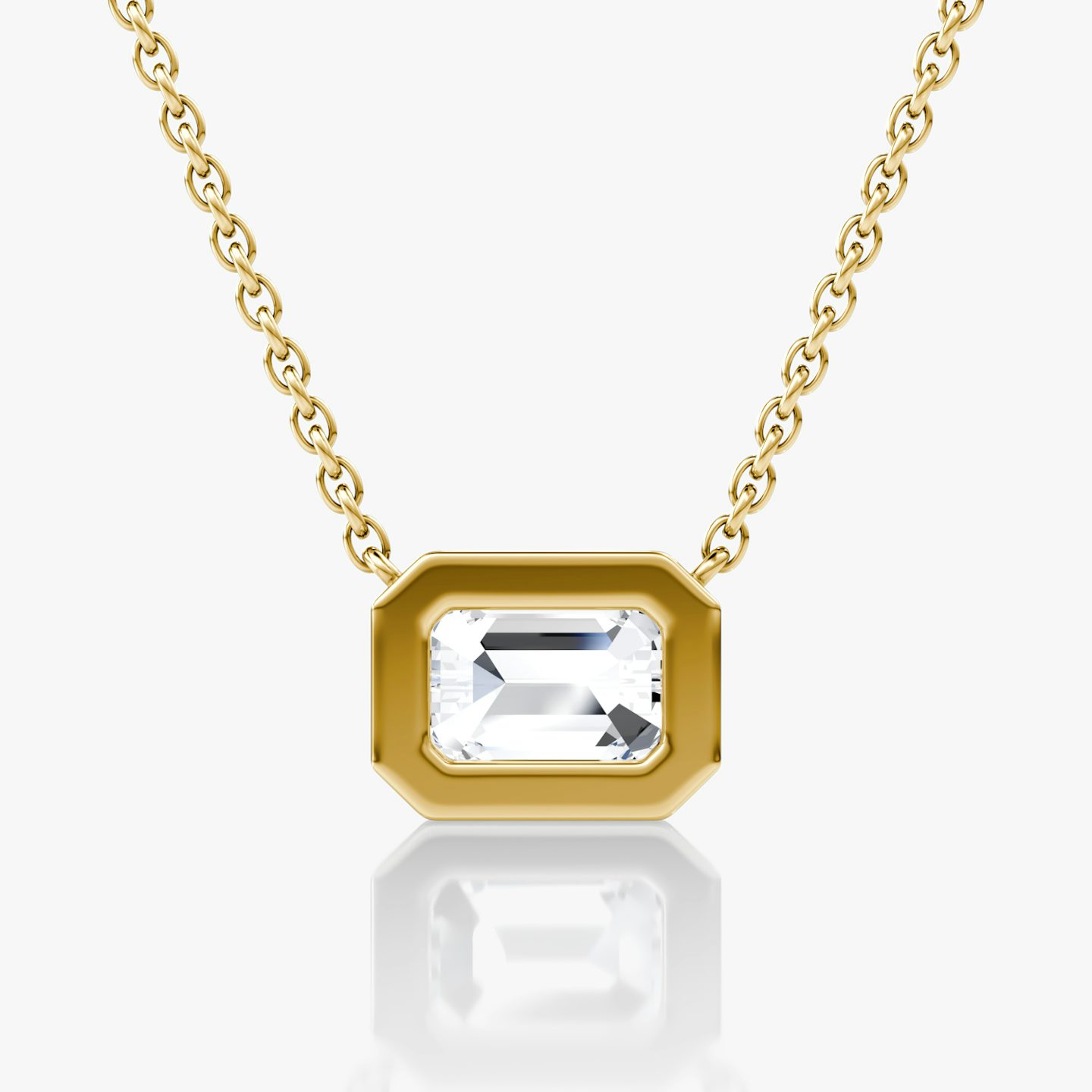 Bezel Solitaire Necklace | Emerald | 14k | Yellow Gold | caratWeight: 1.0ct