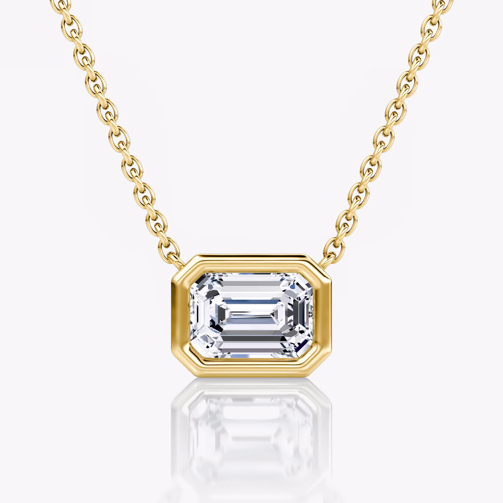 Bezel Solitaire Necklace Emerald | Yellow Gold