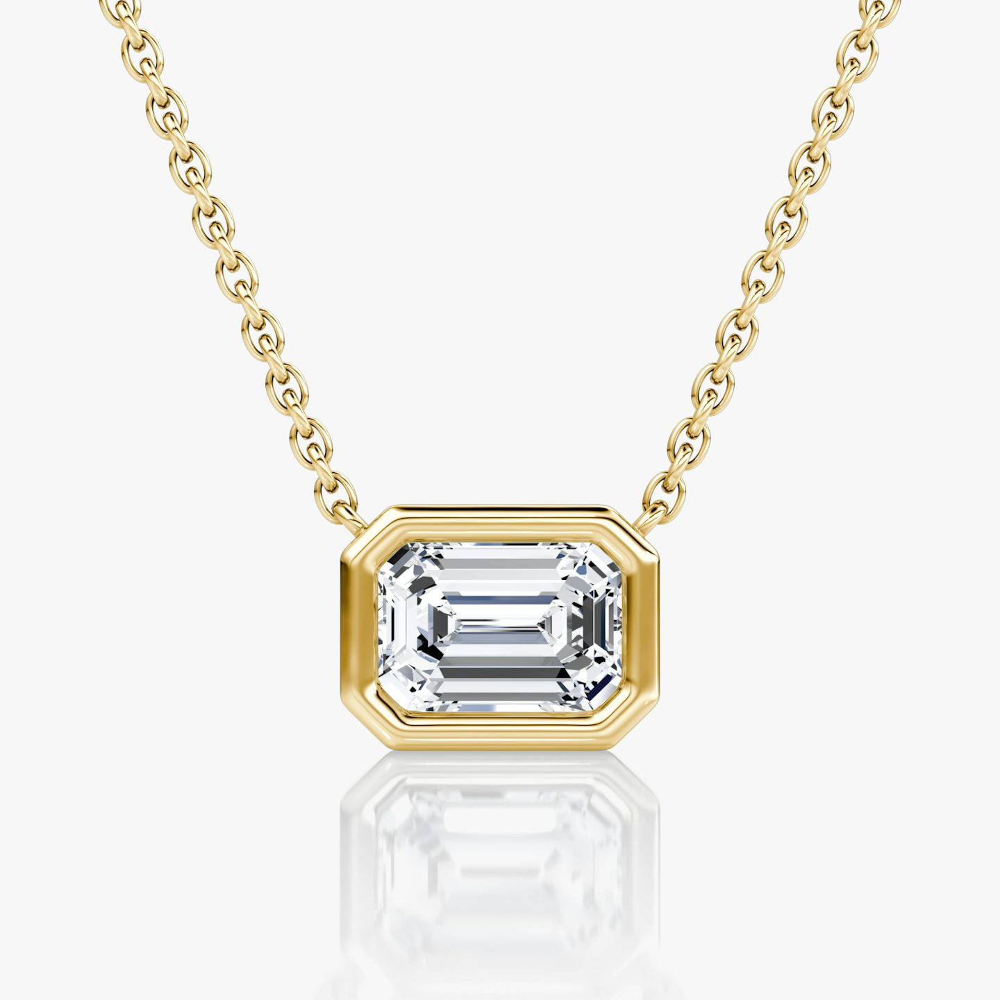 Bezel Solitaire Necklace | Emerald | 14k | Yellow Gold | caratWeight: 1.0ct