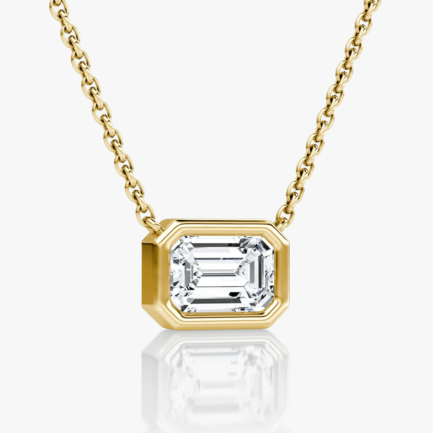 Bezel Solitaire Necklace | Emerald | 14k | Yellow Gold | caratWeight: 1.0ct