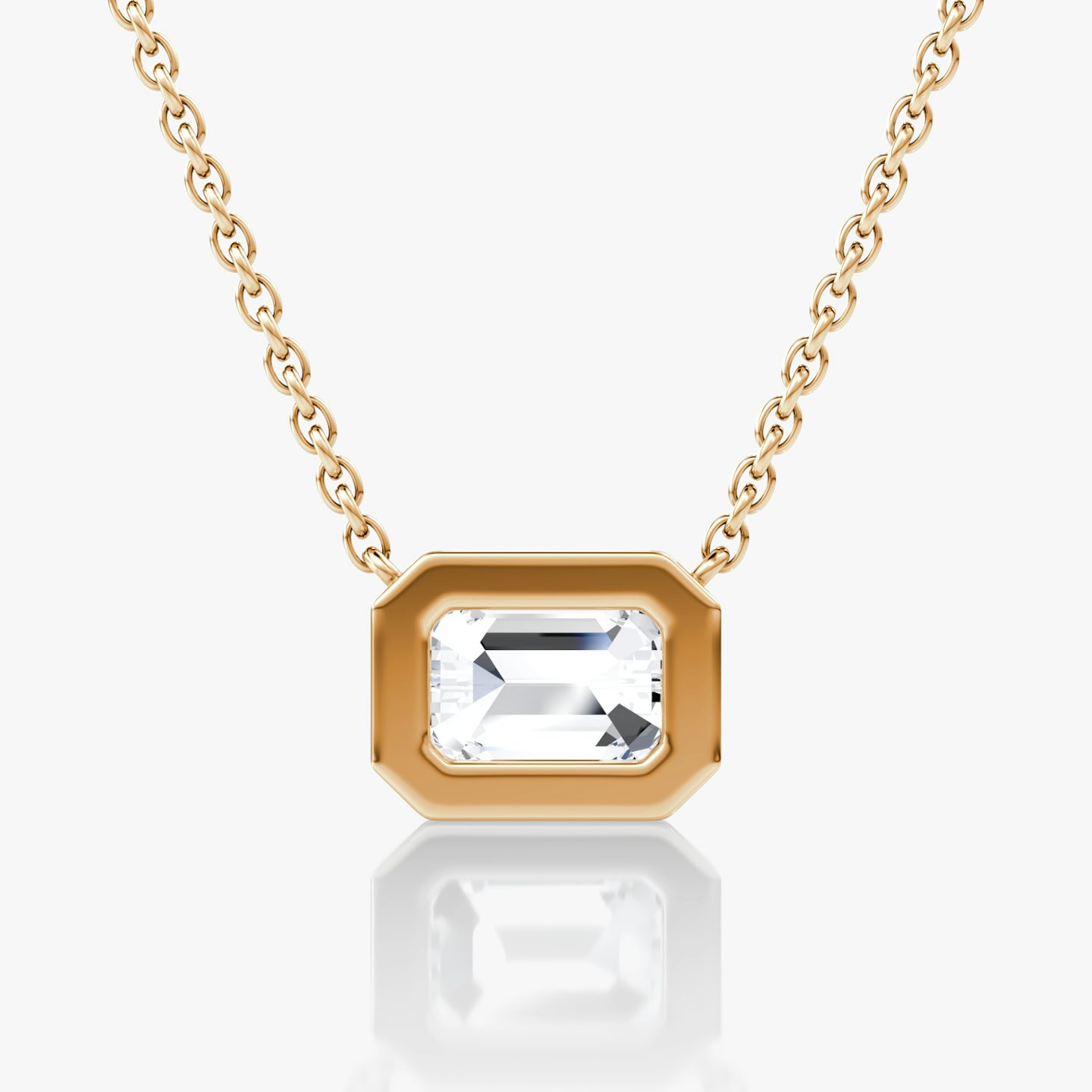 Bezel Solitaire Necklace | Emerald | 14k | Rose Gold | caratWeight: 1.0ct