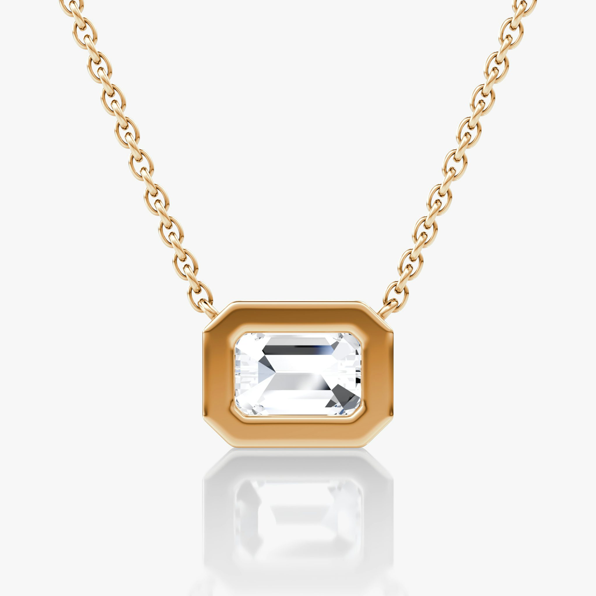 Bezel Solitaire Necklace | Emerald | 14k | Rose Gold | caratWeight: other