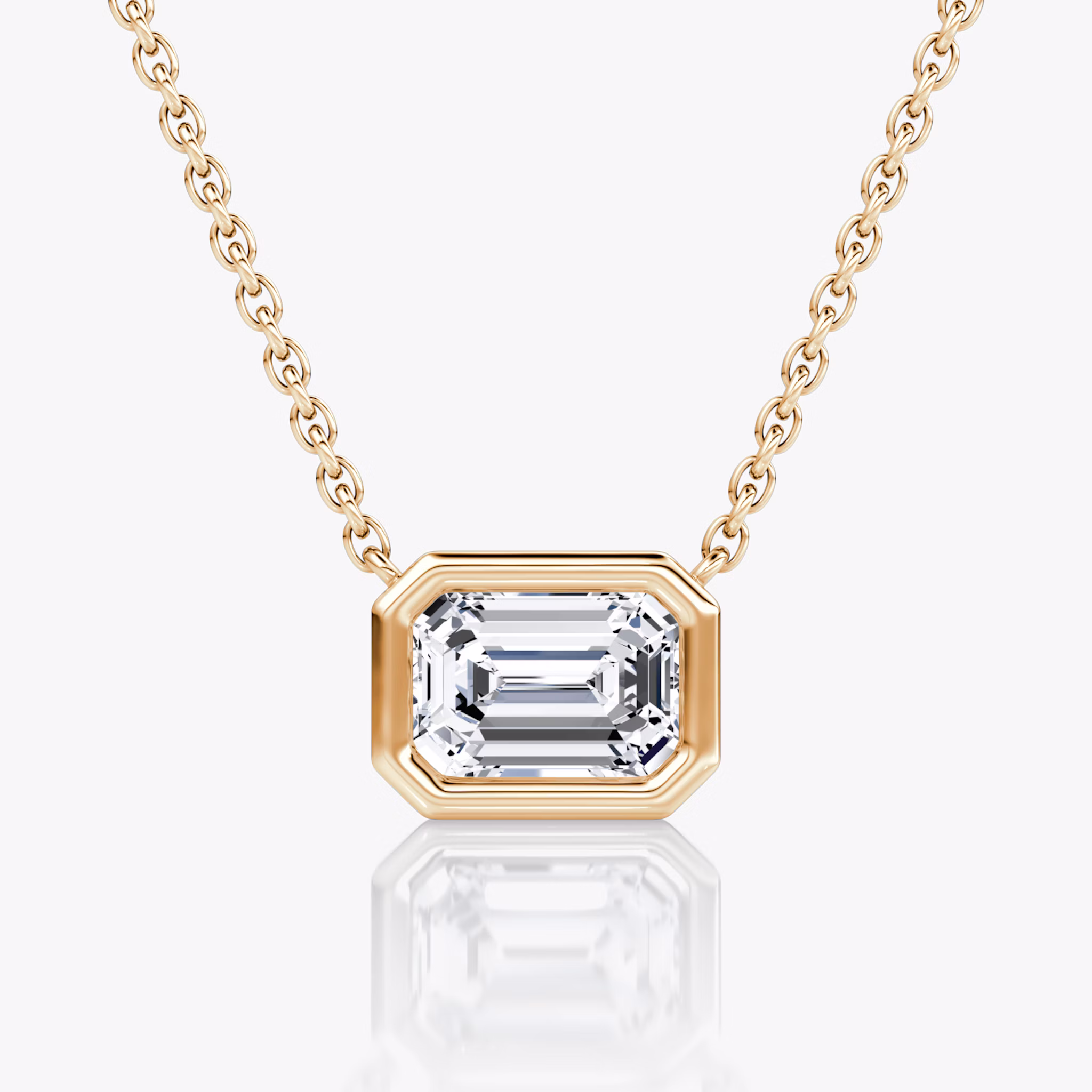 Bezel Solitaire Necklace | Emerald | 14k | Rose Gold | caratWeight: other