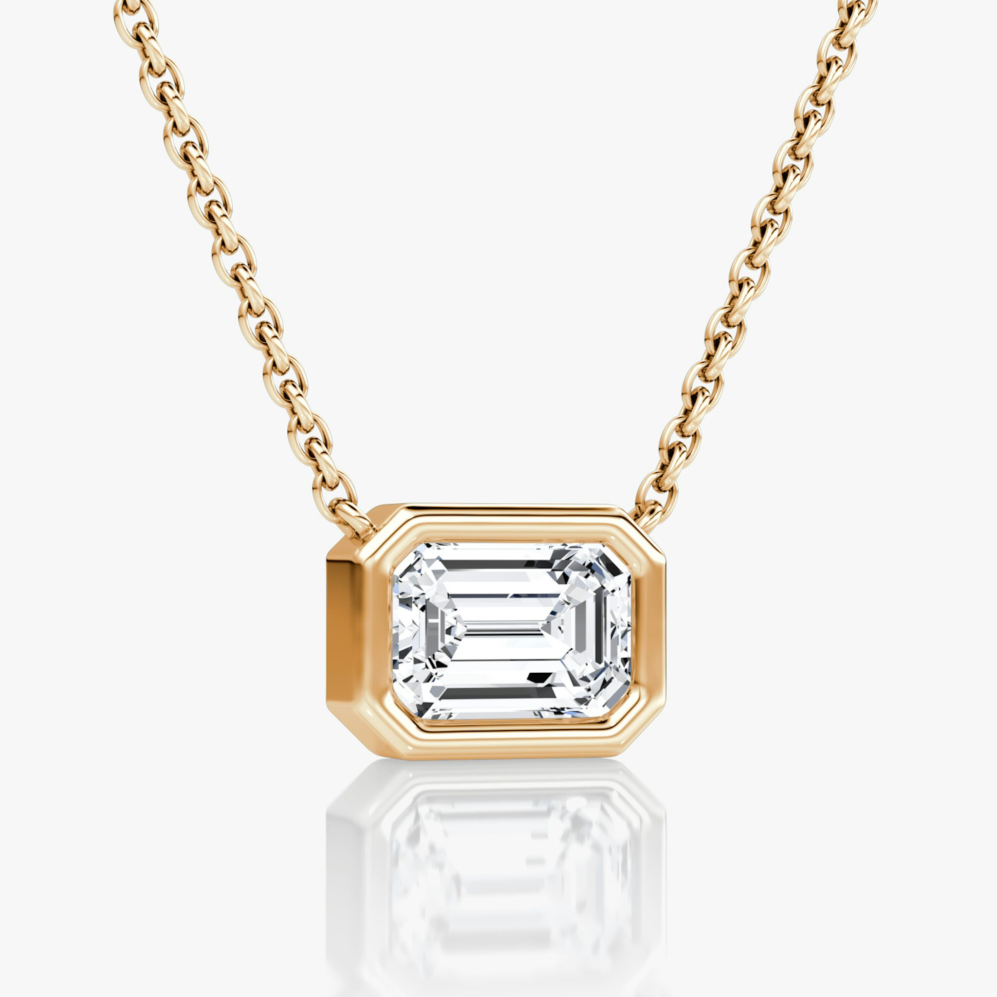 Bezel Solitaire Necklace | Emerald | 14k | Rose Gold | caratWeight: other