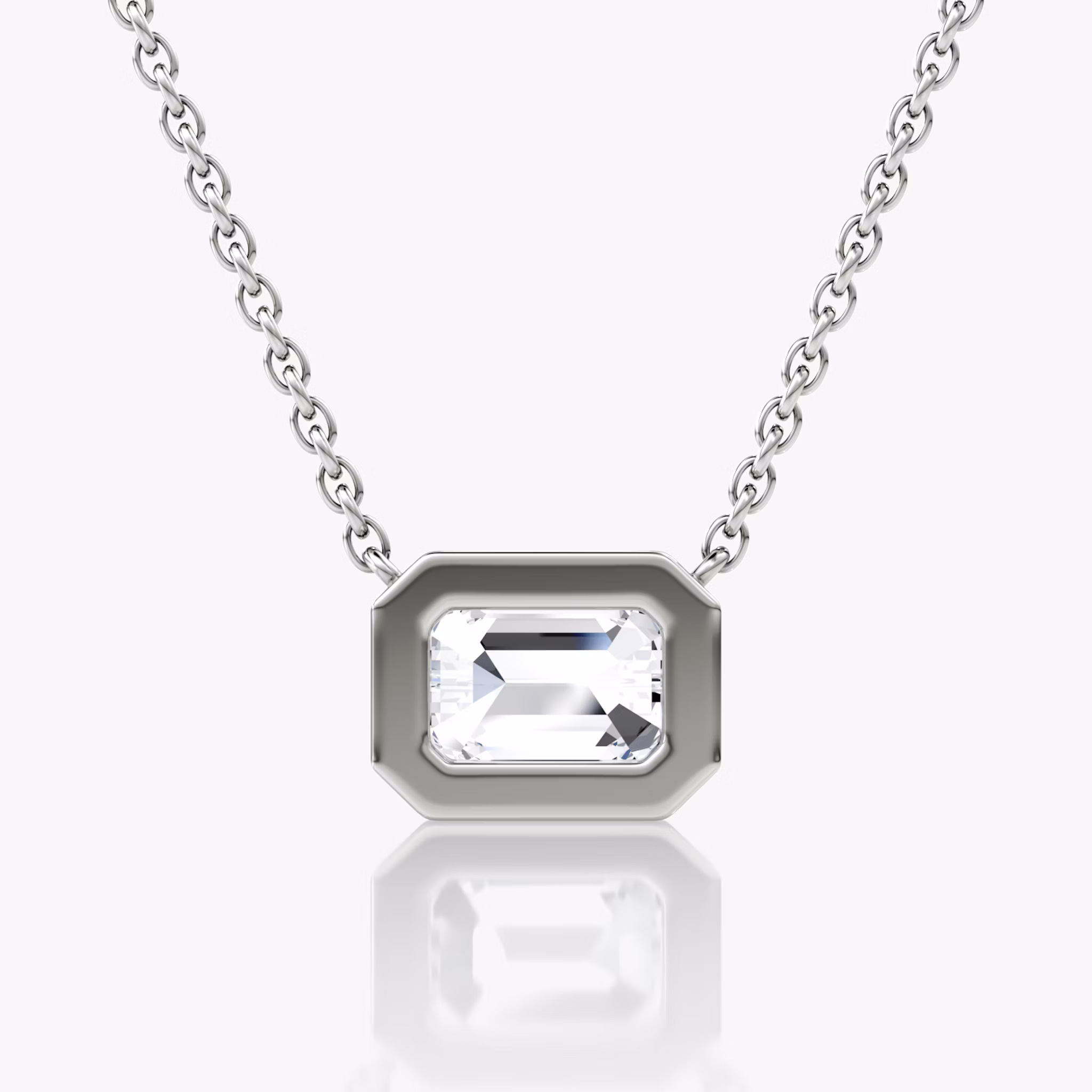 Bezel Solitaire Necklace | Emerald | 14k | White Gold | caratWeight: 1.0ct