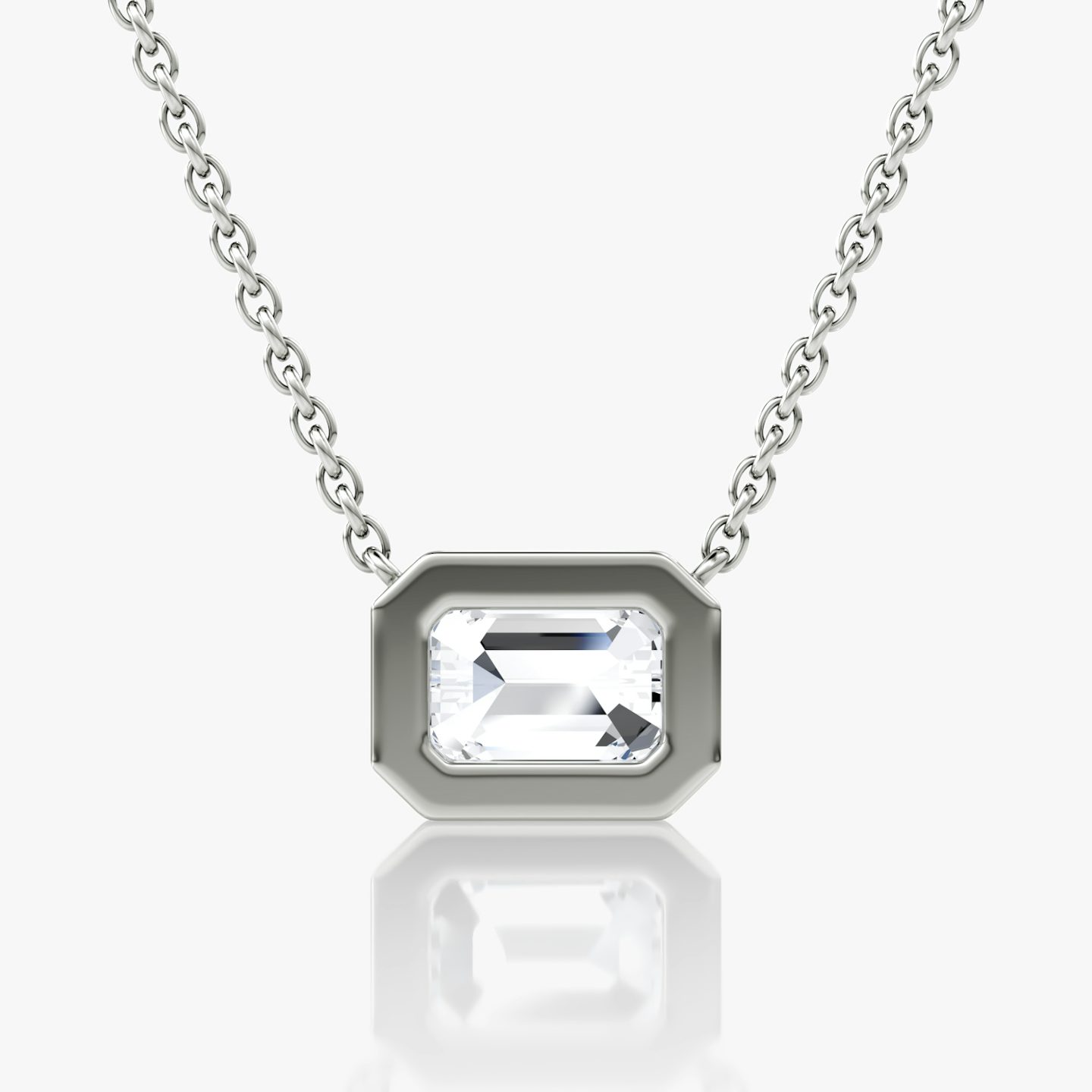Bezel Solitaire Necklace | Emerald | 14k | White Gold | caratWeight: other