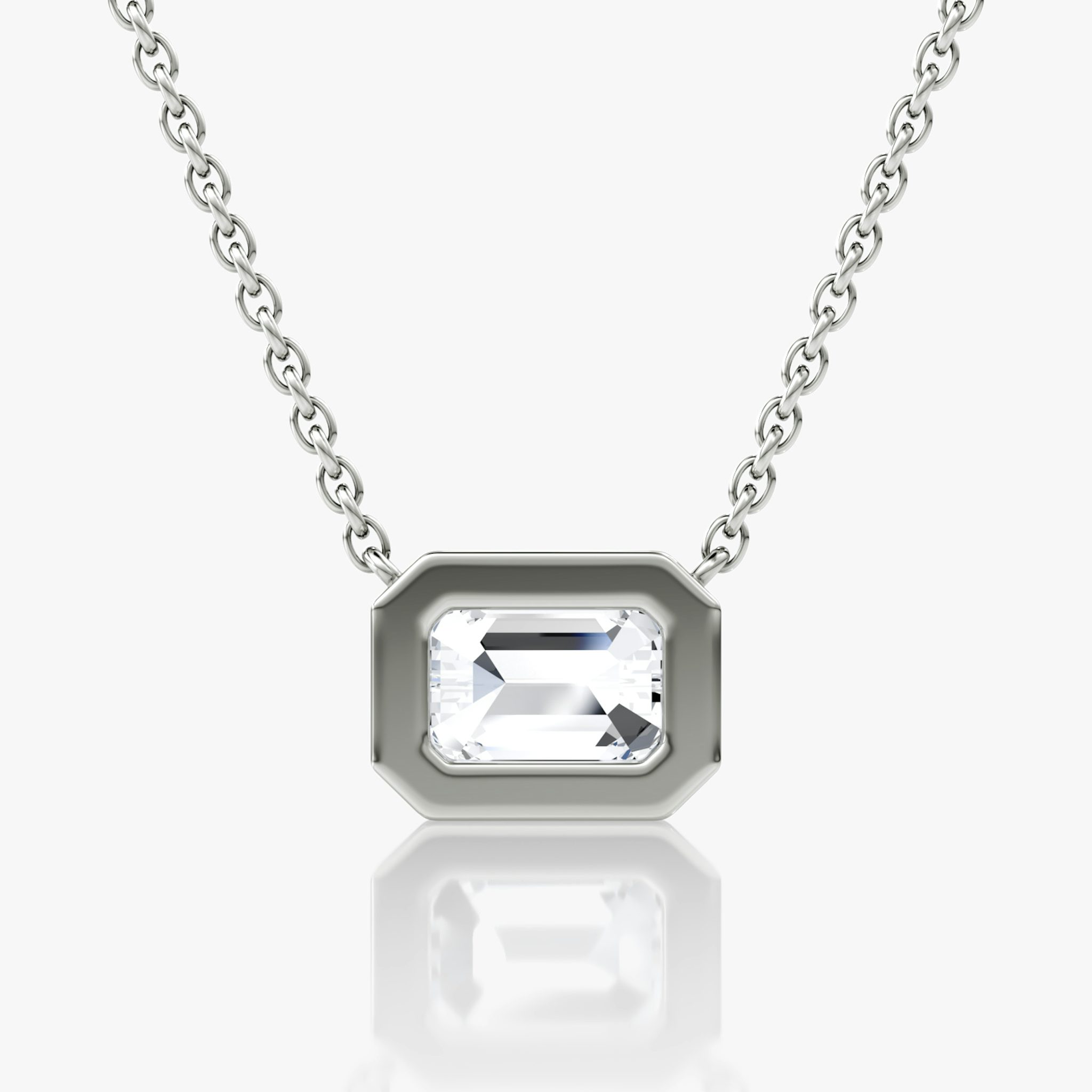 Bezel Solitaire Necklace | Emerald | 14k | White Gold | caratWeight: 1.0ct