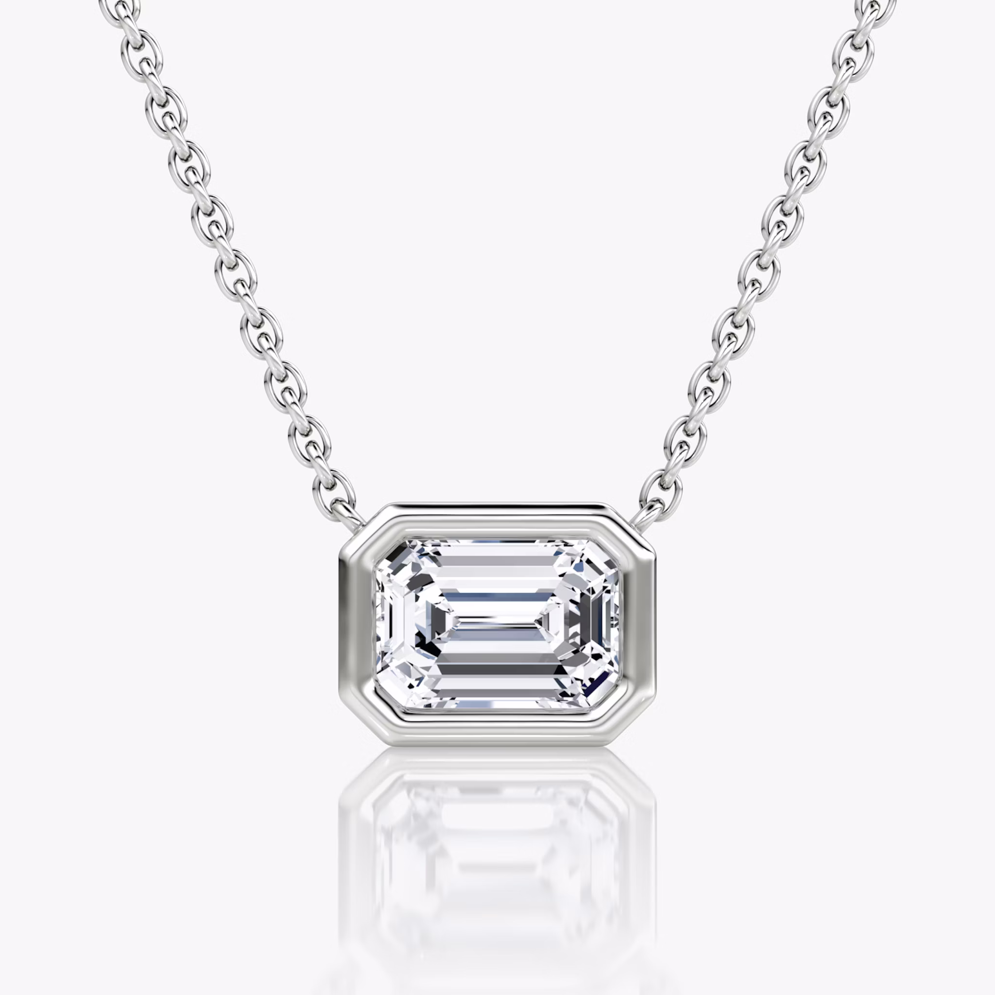 Bezel Solitaire Necklace | Emerald | 14k | White Gold | caratWeight: 1.0ct