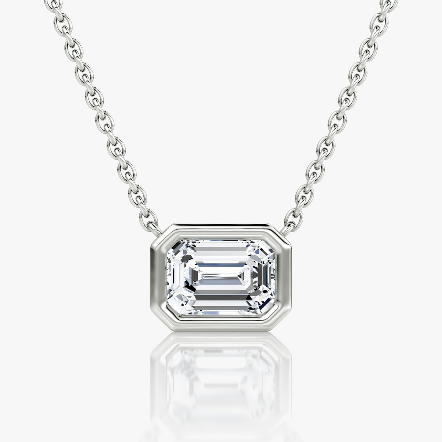 Bezel Solitaire Necklace | Emerald | 14k | White Gold | caratWeight: other