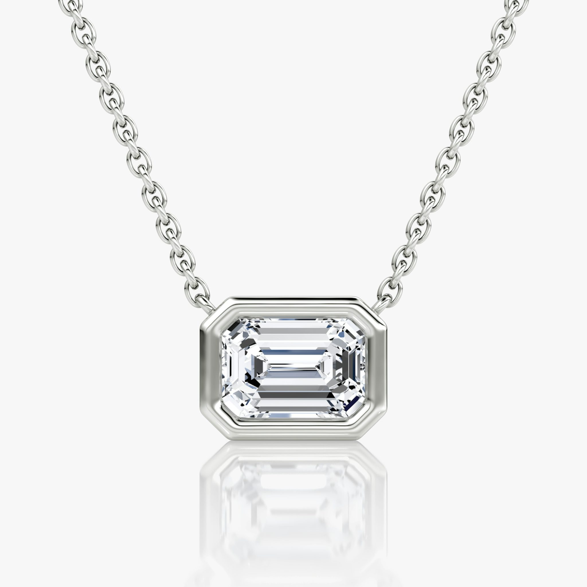 Bezel Solitaire Necklace | Emerald | 14k | White Gold | caratWeight: 1.0ct